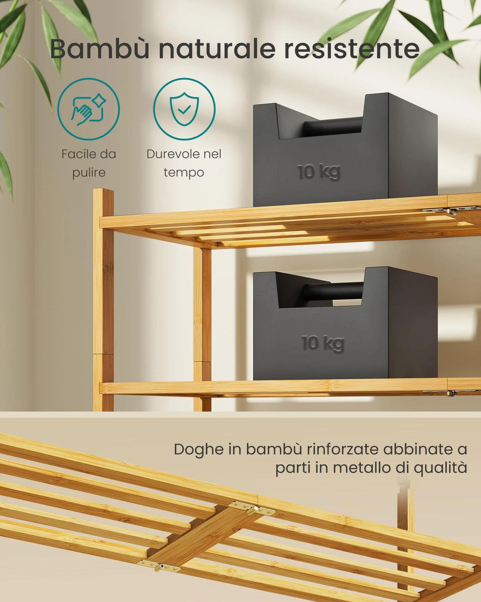 SONGMICS Scarpiera in Bambù, 3 Ripiani, Impilabile, Slim, Scaffale per Ingresso Soggiorno Camera da Letto Garage, per 12-16 Paia di Scarpe, 25 x 70 x 51,5 cm, Colore Naturale LBS053YL01