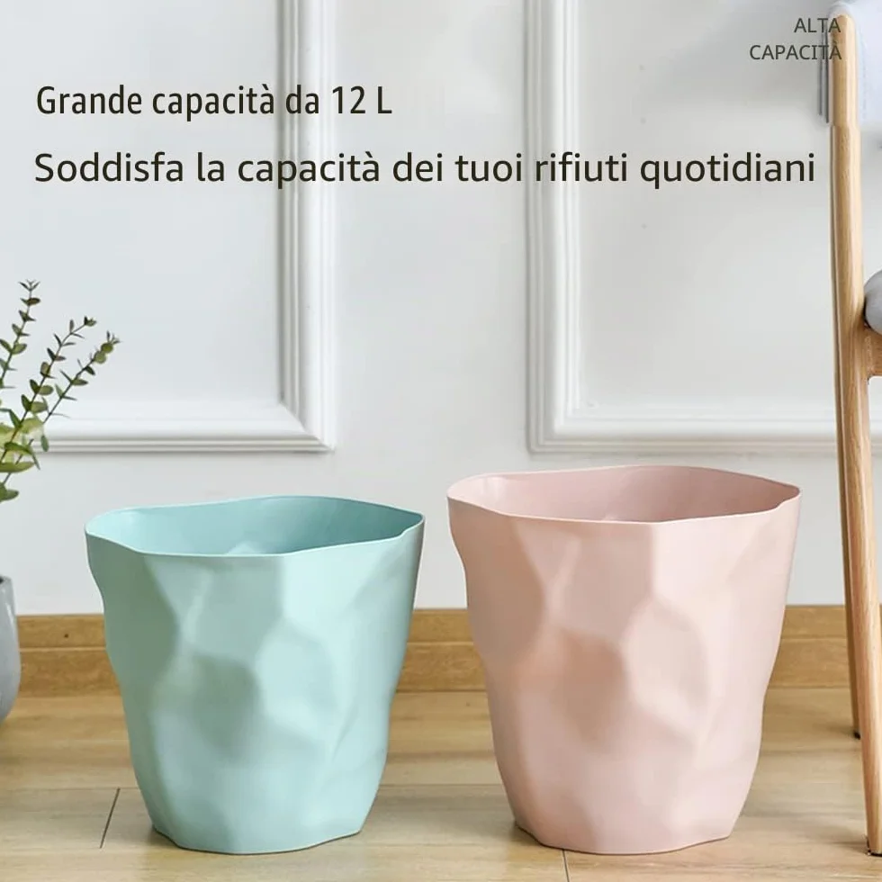 Cestino per la carta in plastica, per l'ufficio e camera da letto irregolare ecologico (bianco)