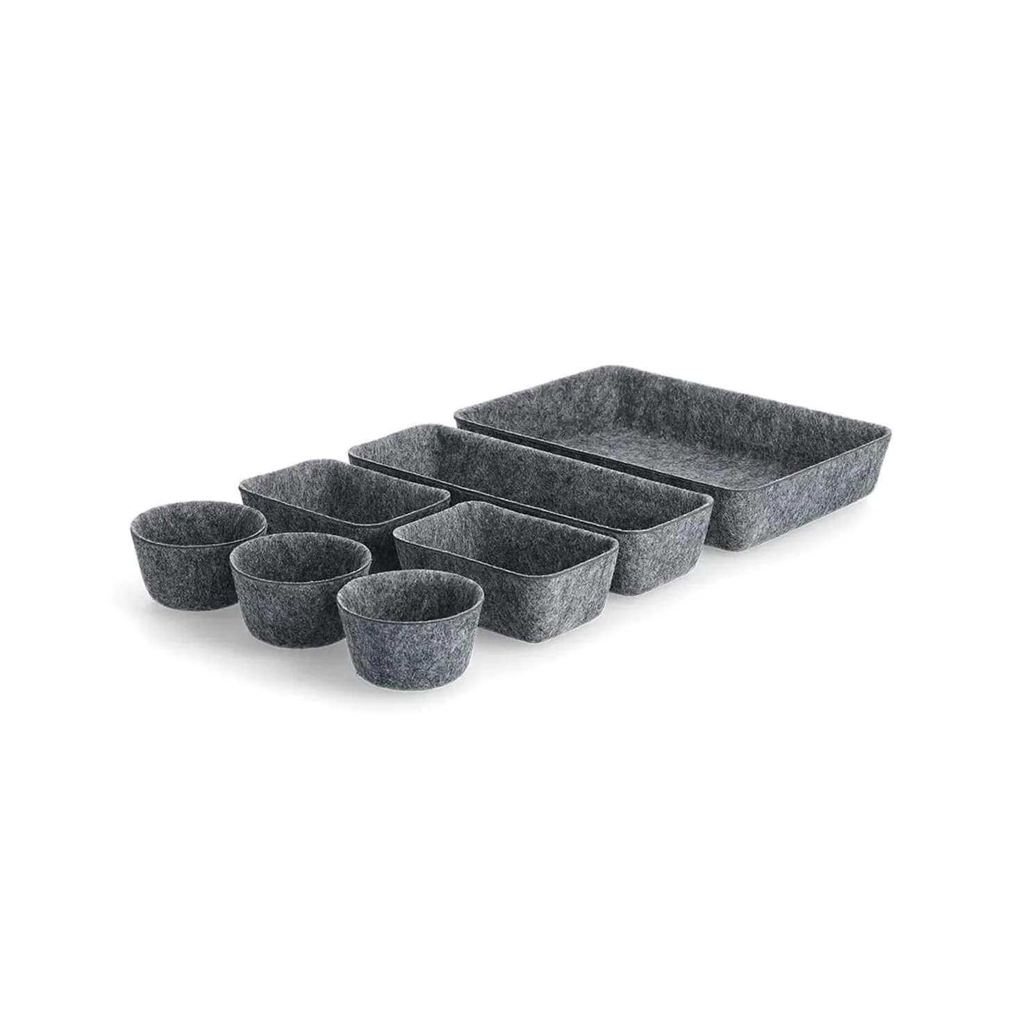 Wintem 8 Contenitori Portaoggetti in Feltro Grigio - Set Organizer Diverse Forme e Misure Ideali per Scrivania, Armadi e Cassetti - Ottimo per Ordinare non Solo l'Abbigliamento ma Anche Utensili