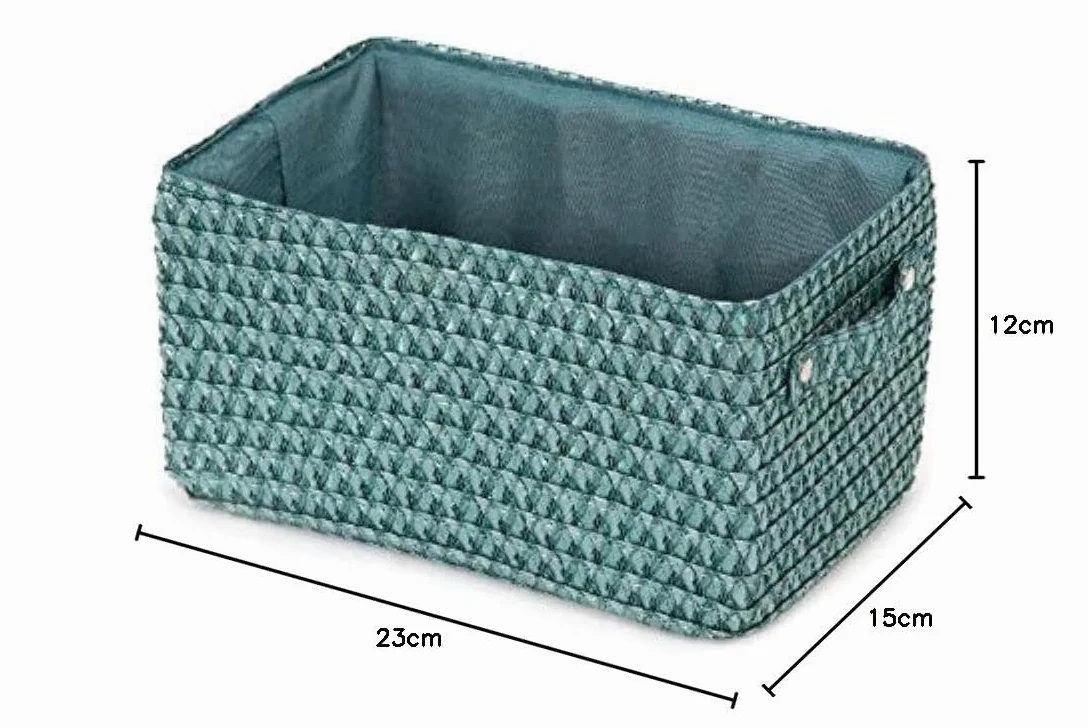 Lilou Cestino Portaoggetti Con Manici Tessuto Polipropilene Cartone 23x15x12 cm Verde