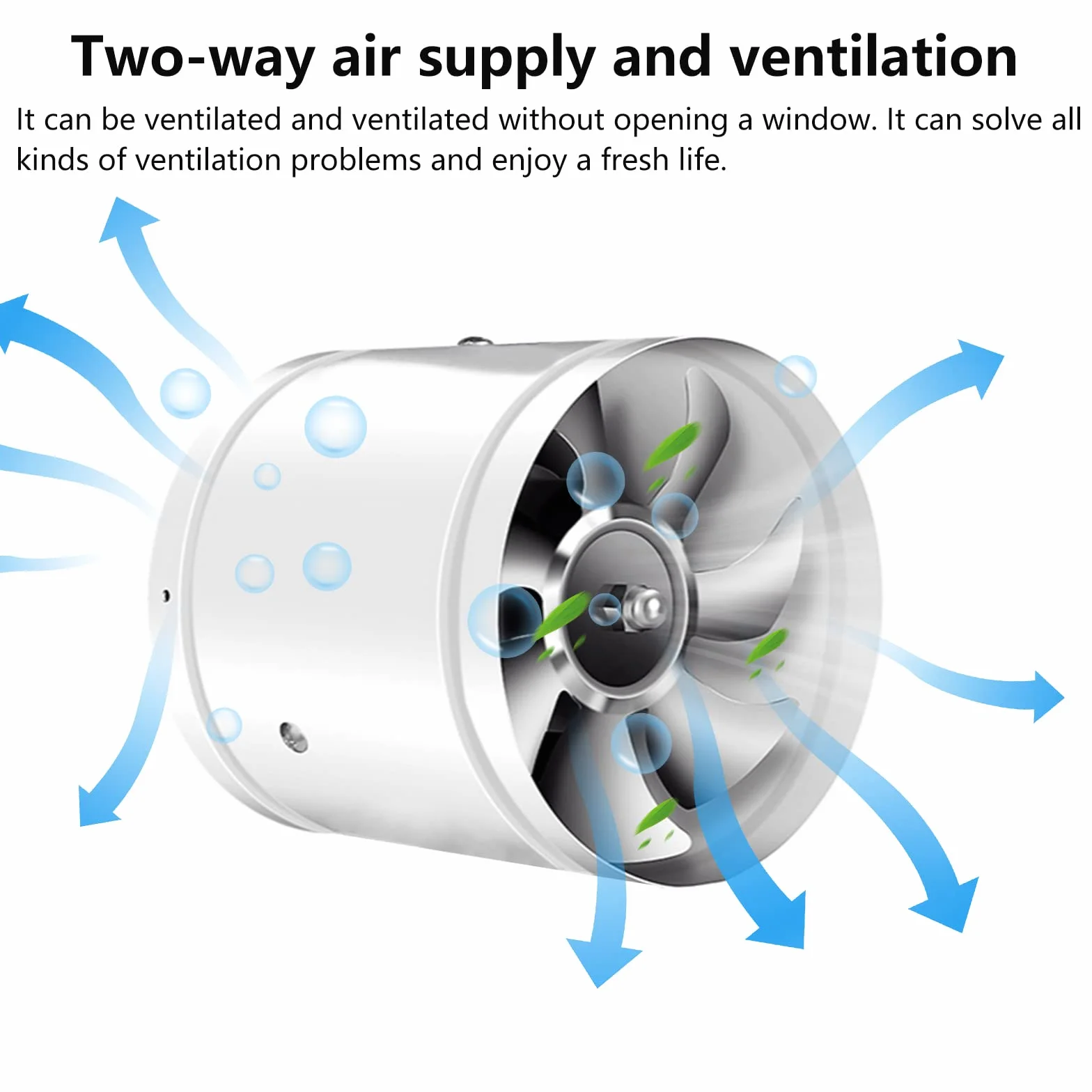 Ventilatore assiale a tubo Ø 200 mm, ventilatore di scarico, bianco