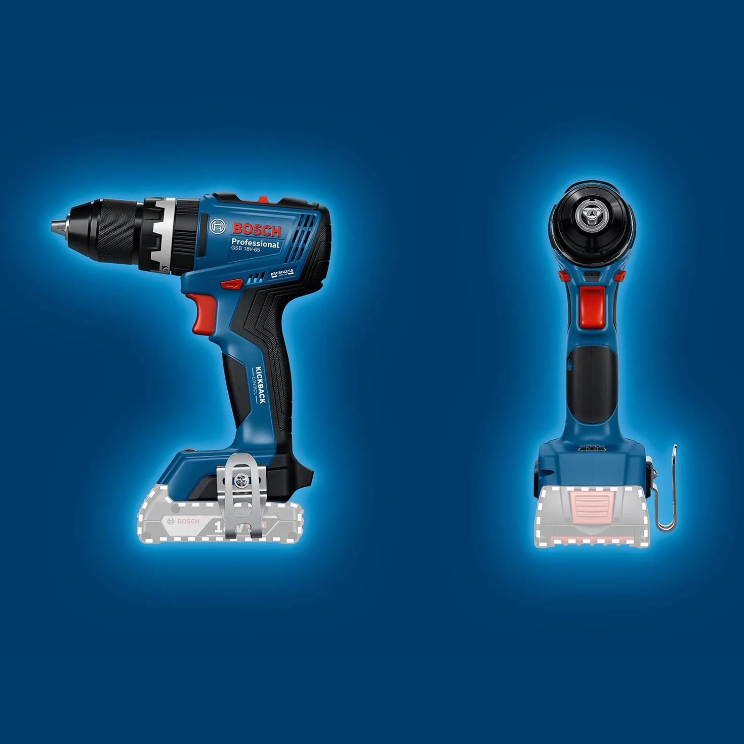 Bosch Professional 18V System Trapano-avvitatore a batteria GSB 18V-65 (motore brushless, lunghezza della testa 175, senza batteria/caricabatteria)