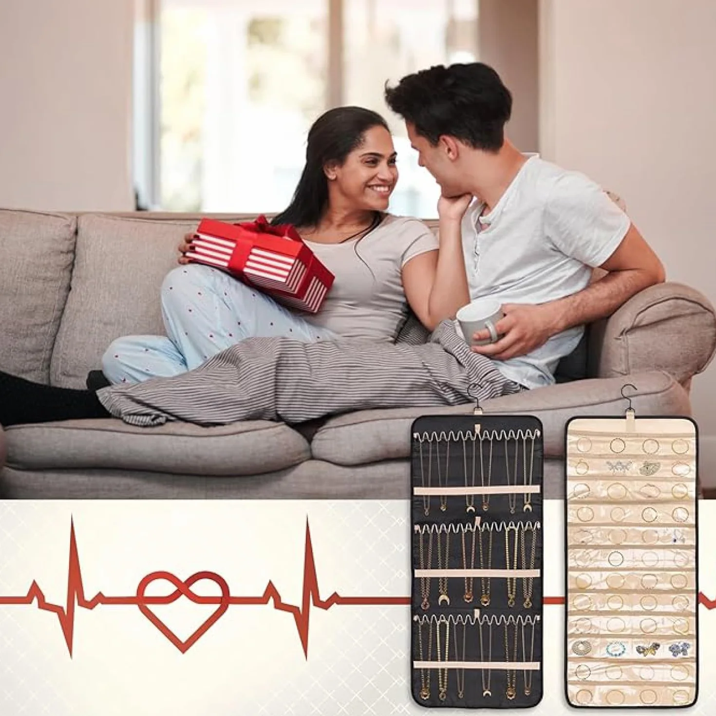 Jewelry Organizer per Armadio, Porta Orecchini da Appendere, Appendi Gioielli Donna Muro