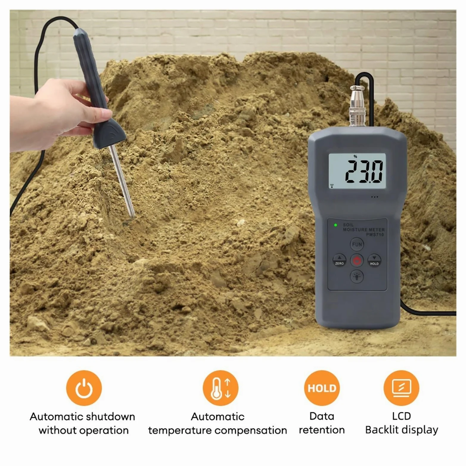 Misuratore di umidità del terreno digitale Misuratore di umidità del terreno Sabbia di fiume Cemento Terreno Sensore Strumento Visualizzazione accurata