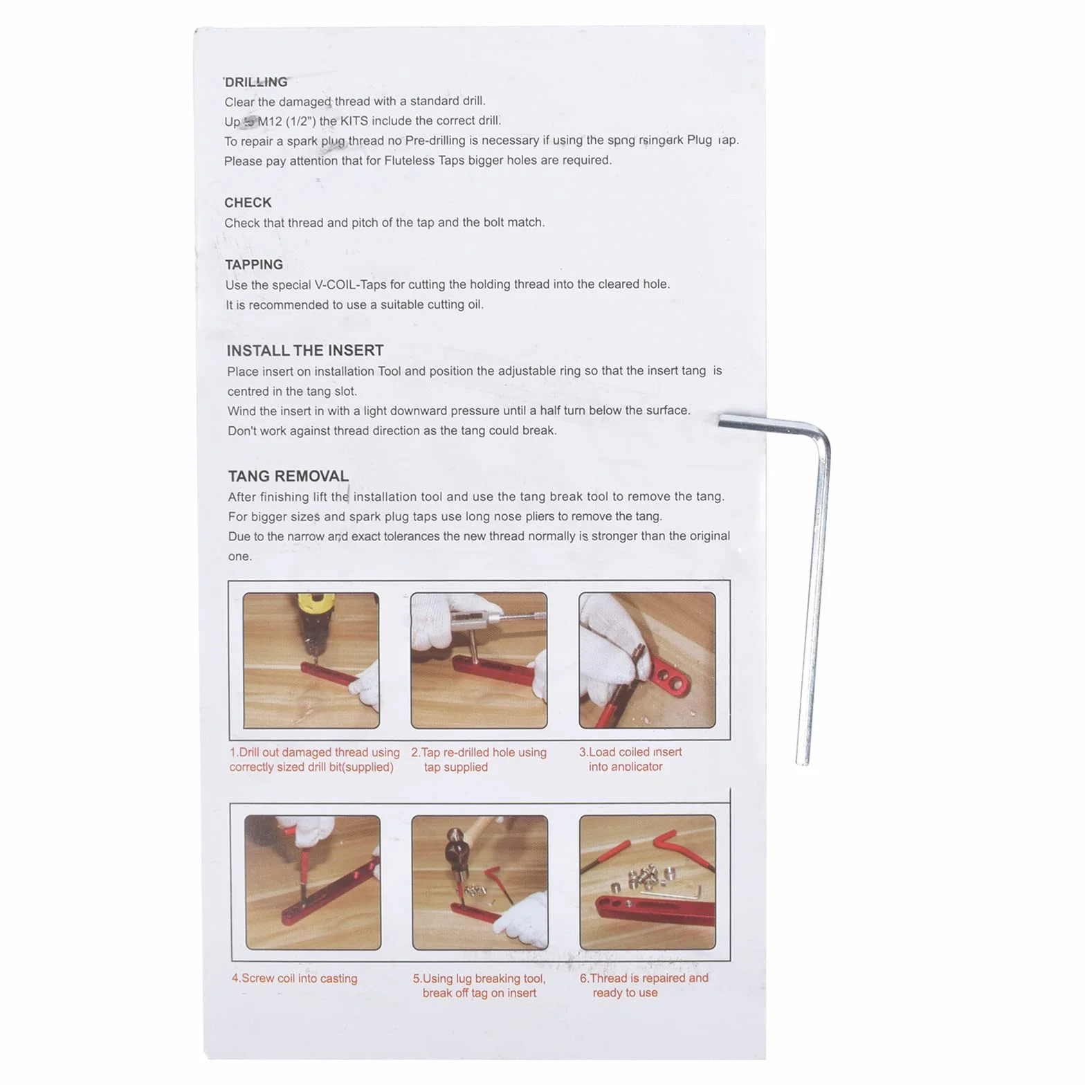 Bisenya Set di riparazione filettatura 131 pezzi, kit di riparazione filettatura M5, M6, M8, M10, M12, filettatura rossa