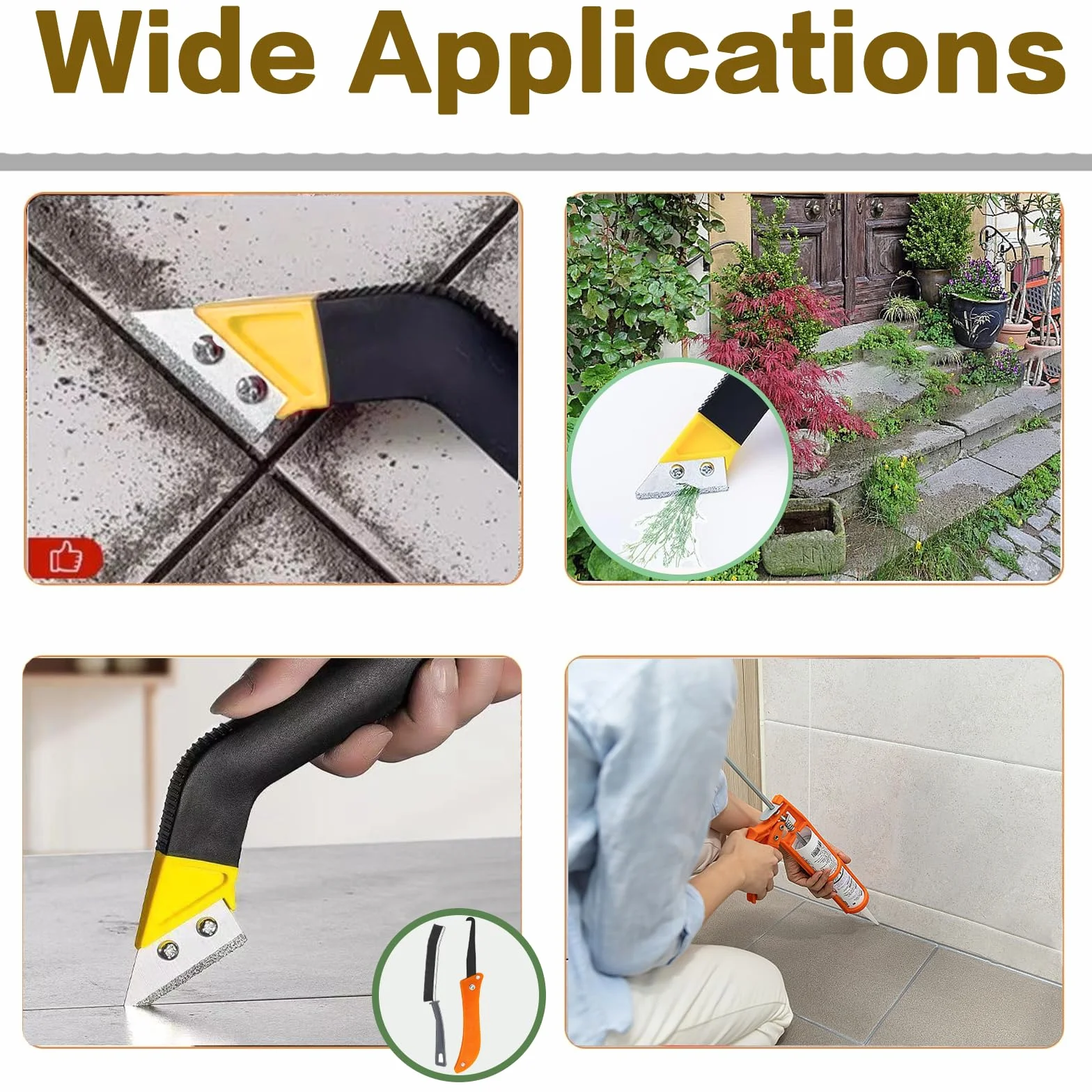 Strumento di rimozione delle fughe, strumento per la rimozione delle fughe, strumento per la rimozione delle fughe, strumento per la pulizia delle piastrelle, con 5 lame di ricambio, 1 spazzola per il