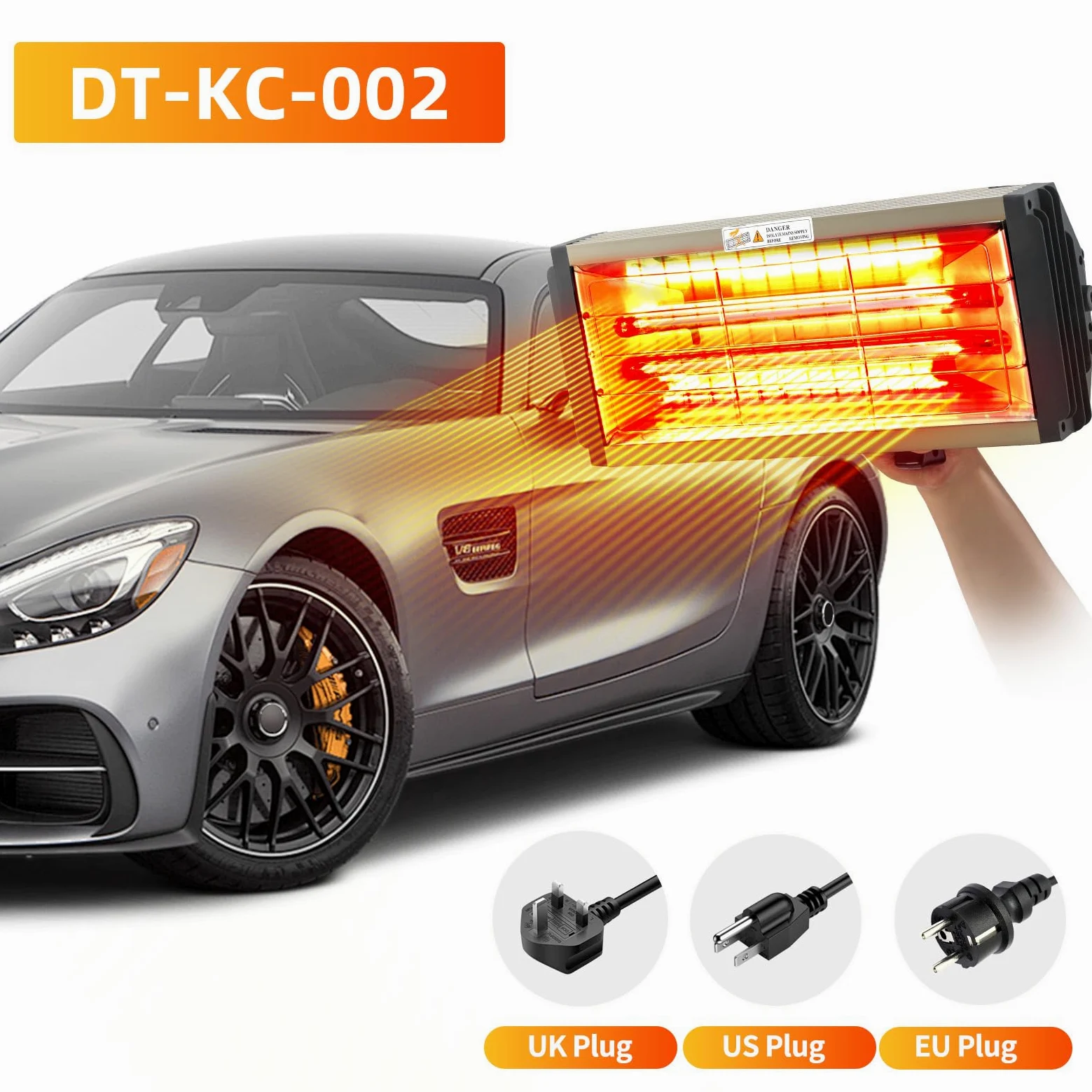 DATOUBOSS Lampada per polimerizzazione della vernice a infrarossi a onde corte da 2000 W, asciugatrice per riparazione carrozzeria auto, luce di cottura portatile, strumento per cabina spray per