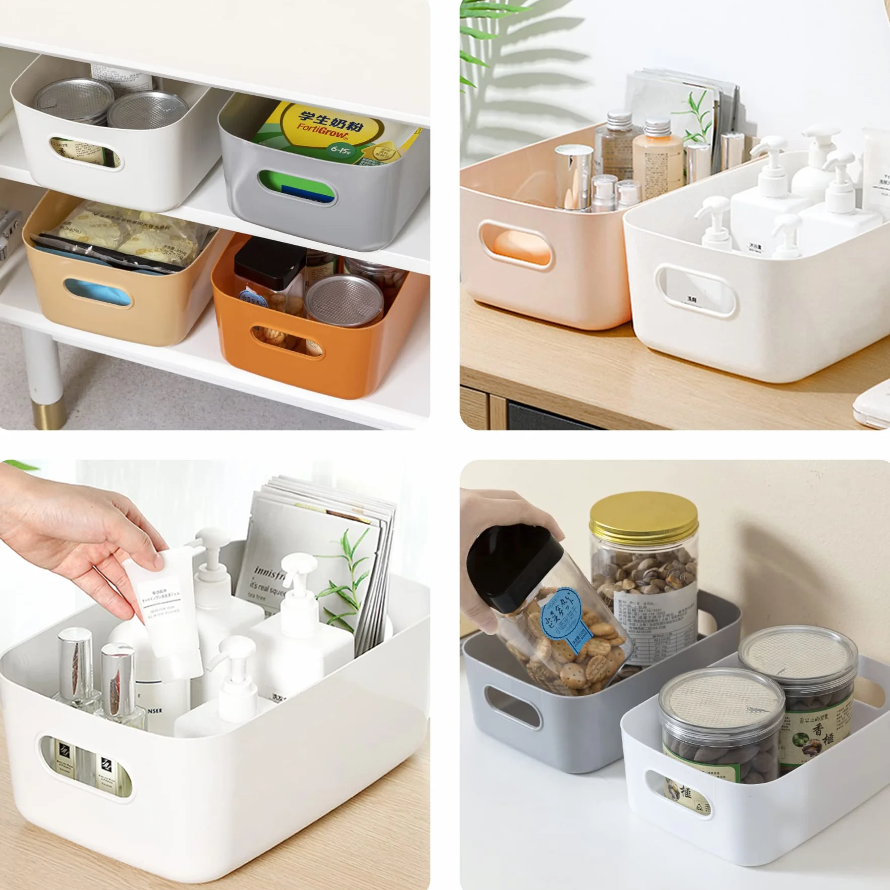 Spesh 6 cestini portaoggetti in plastica per armadietti blu verde bianco grigio