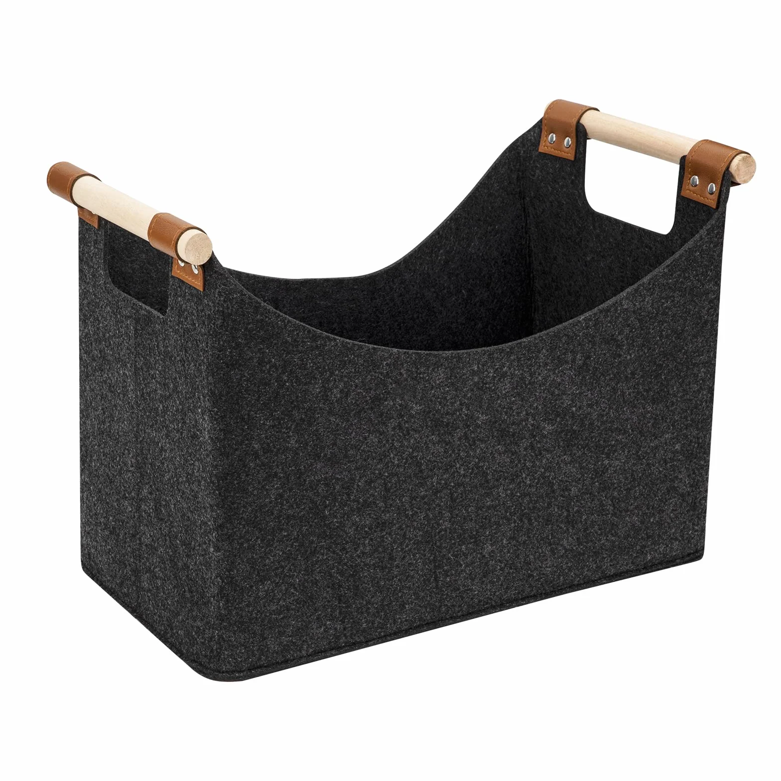 Borsa in Feltro, Borsa per Legna da Ardere Pieghevole Cestino Portaoggetti in Feltro Cesto con Manici per Legna, Giornali, Vestiti, Giocattoli 40 x 22 x 27cm