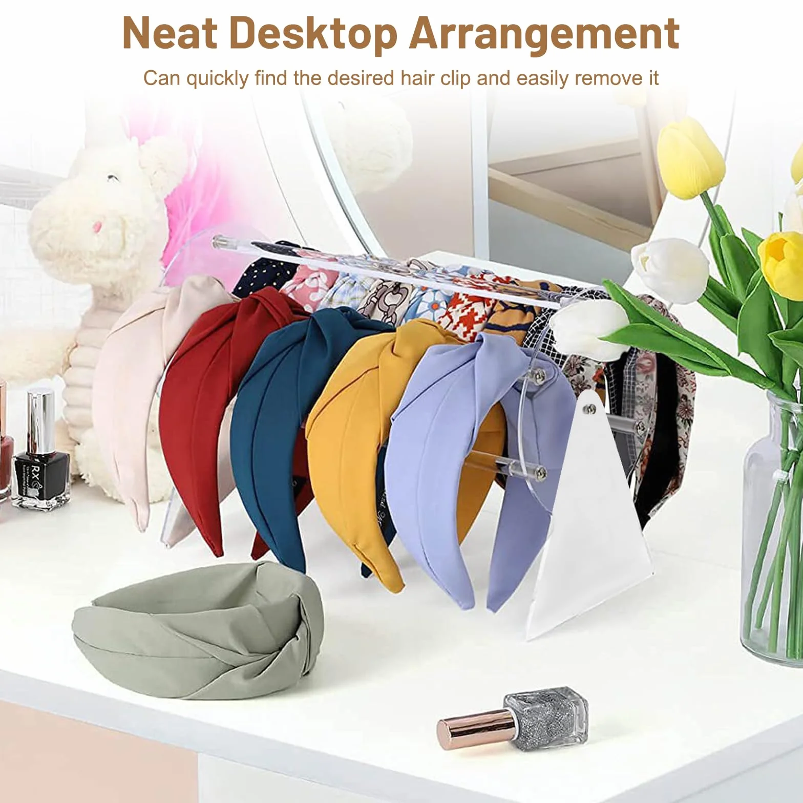 Organizer Girevole 360° per Accessori Capelli in Acrilico – Porta Cerchietti e Mollette