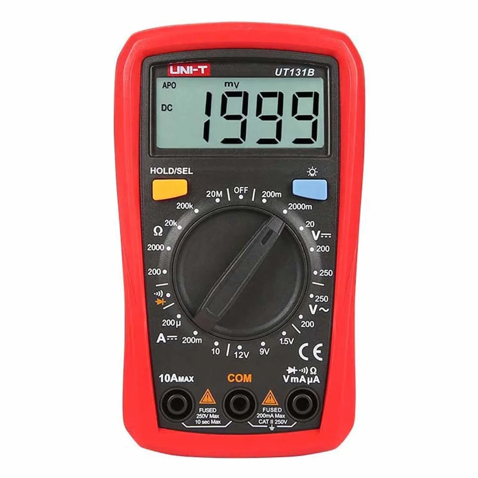 UNI-T Multimetro digitale UT131B, tester di tensione AD/DC con resistenza, capacità, test NCV e misurazione della temperatura