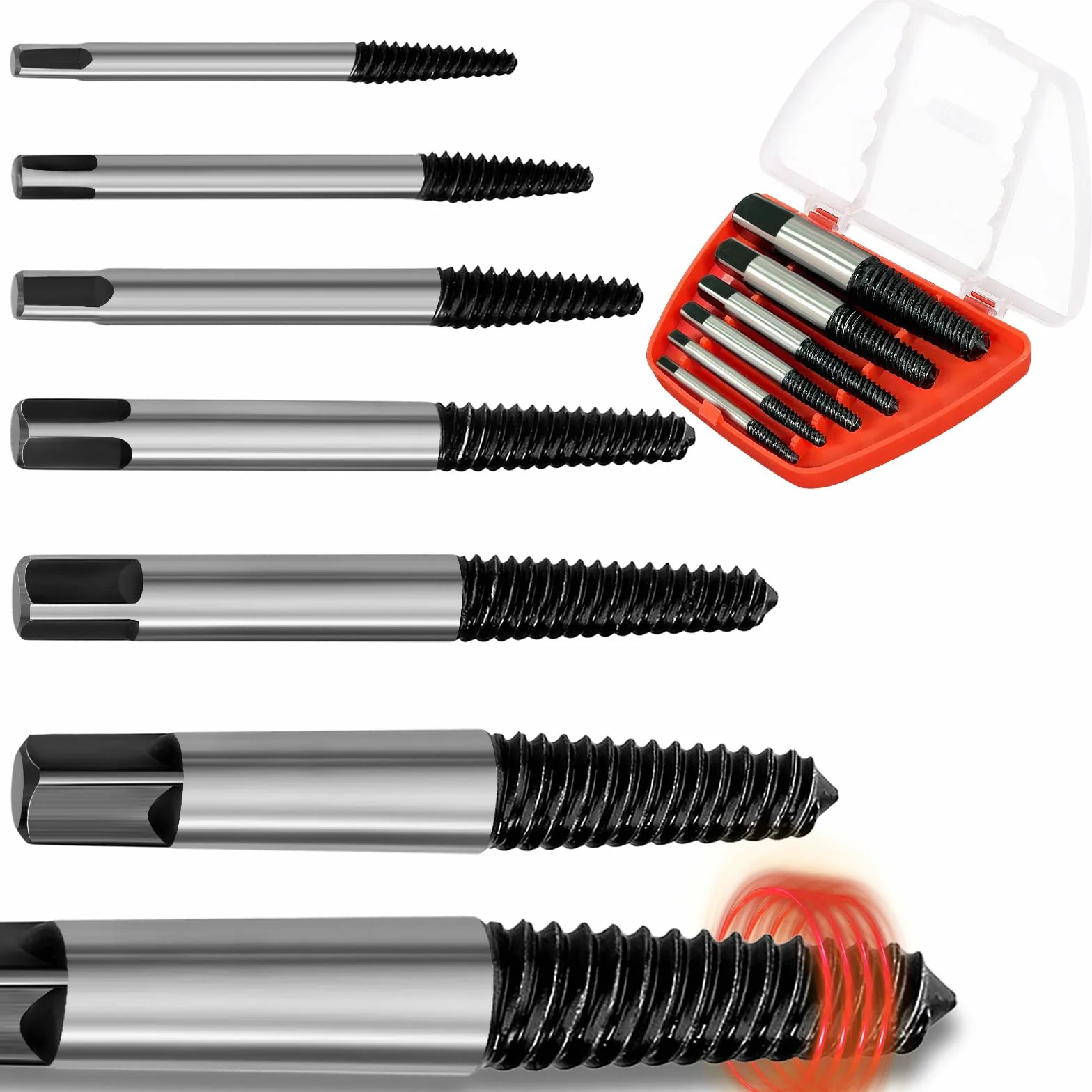 6 Pezzi Estrattore di Viti Kit 3mm-19mm, Estrattore Viti Danneggiate, Estrattori Per Viti Spanate, Estrattore Vite Danneggiata, Rotte Strumento di Rimozione Facile per per Bullone per Viti