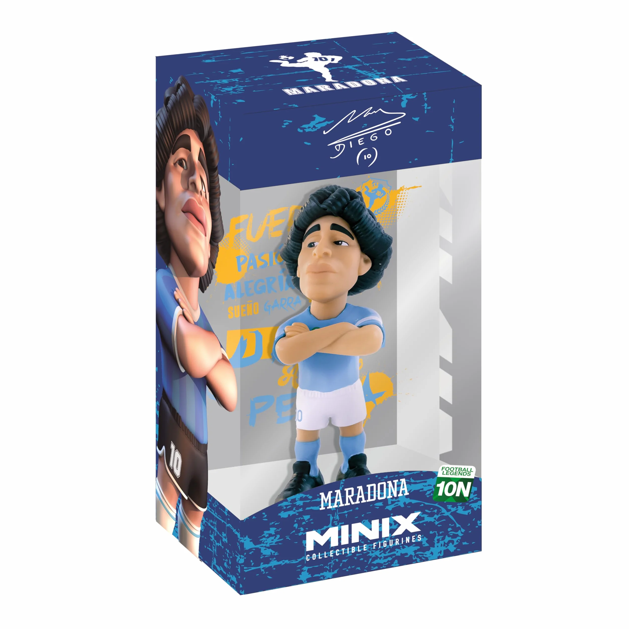 MINIX Diego Armando Maradona Numero 10 Maglia Azzurra Figura Statuetta Originale Serie Football Stars 11cm