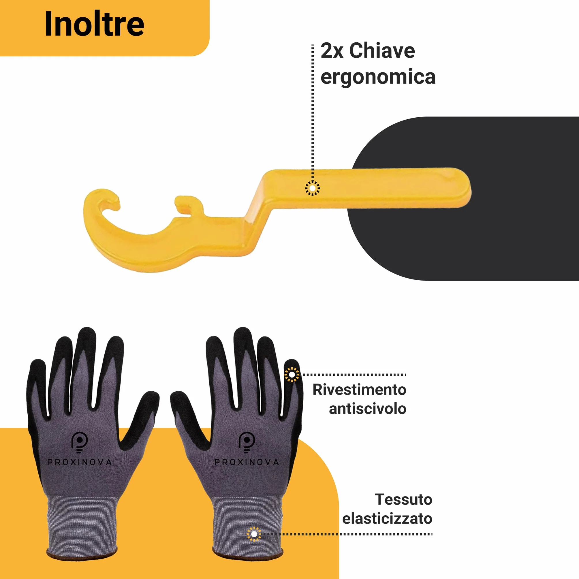 Kit Sistema di Livellamento Piastrelle Proxinova 100pcs, Distanziatori per Piastrelle, Sistema Anti-Graffio, 2 Chiavi, Guanti da Lavoro, 100 Perni