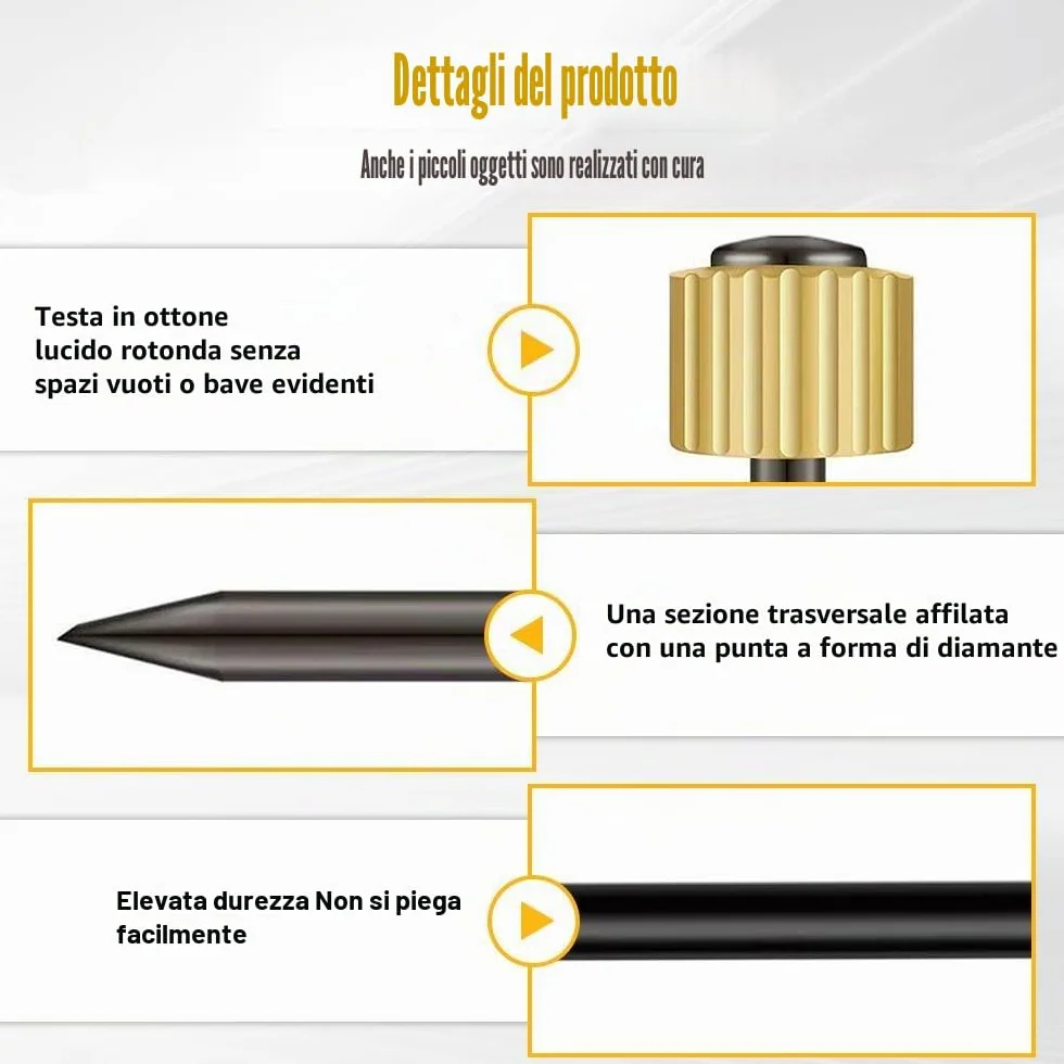 Dreamil Set di 50 chiodi per quadri, in ottone, con contenitore per unghie, per cornici, bacheche, tela (lunghezza 2,5 cm)