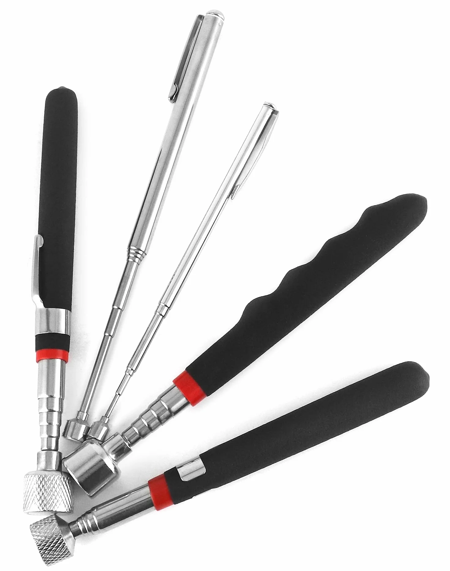 QWORK® 5 Pezzi Asta Telescopica Magnetica, Strumento di Raccolta Magnetico Estensibile, Acciaio Inossidabile, 1.5LB 3LB 10LB 15LB 20LB