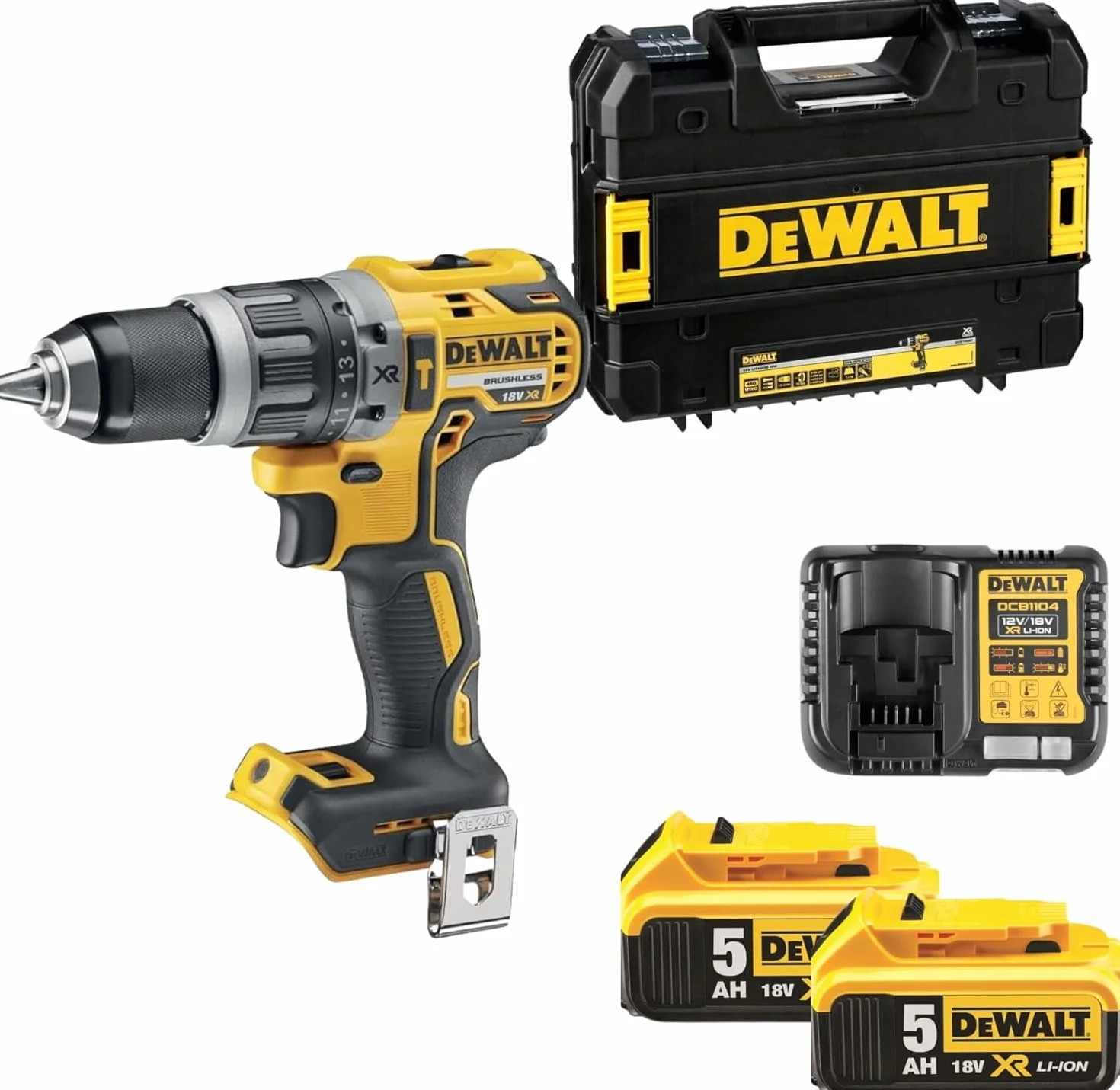 DEWALT Trapano avvitatore a percussione senza spazzole 18V XR, 2 X 5Ah, DCD796P2-QW