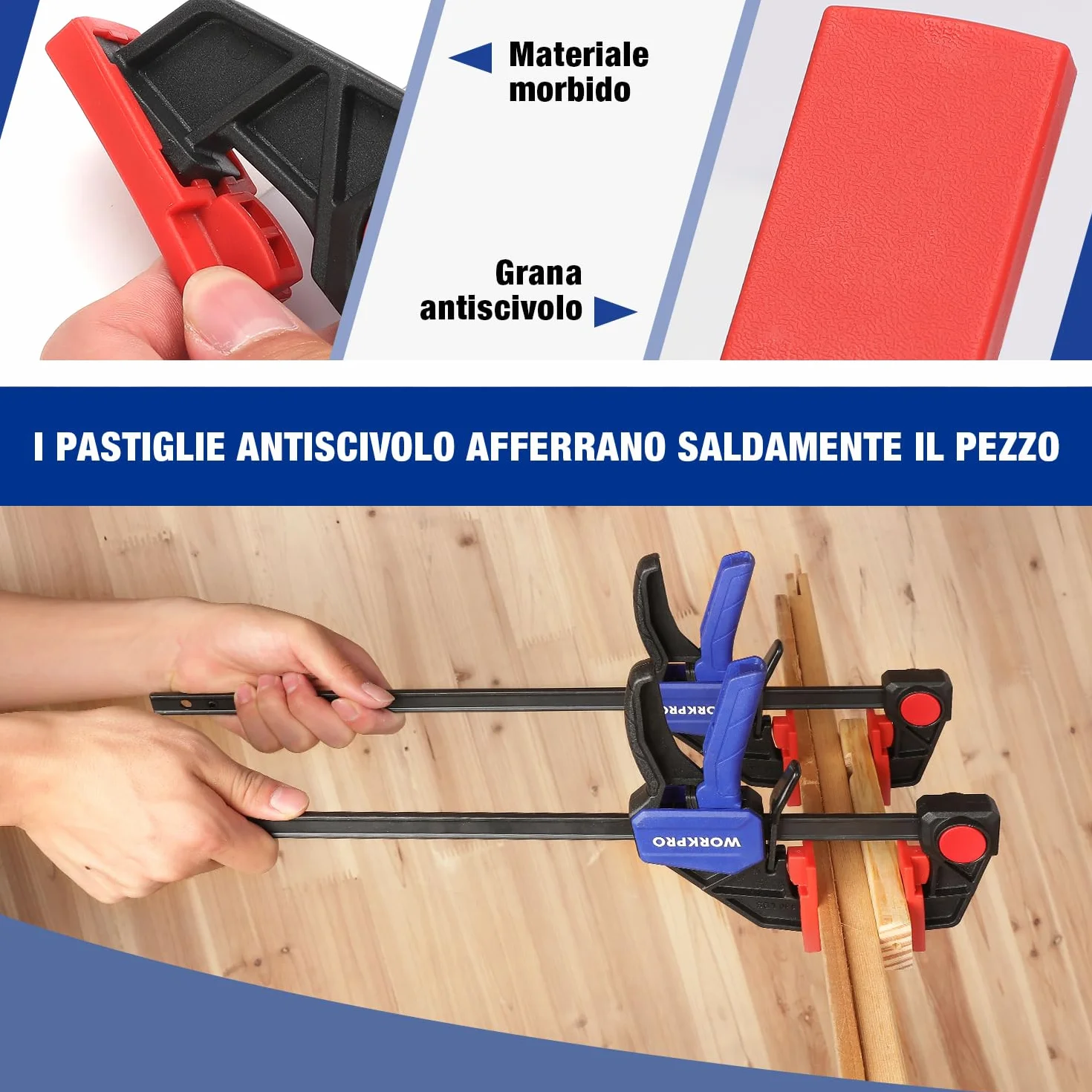 WORKPRO Morsetti da Falegname 2 Pezzi, Set di Morsetti per Legno a sgancio rapido da 305 mm per il Serraggio e l'allungamento, Morsetti a barra Serraggio 68 kg, Fissaggio del Legno con una Sola Mano