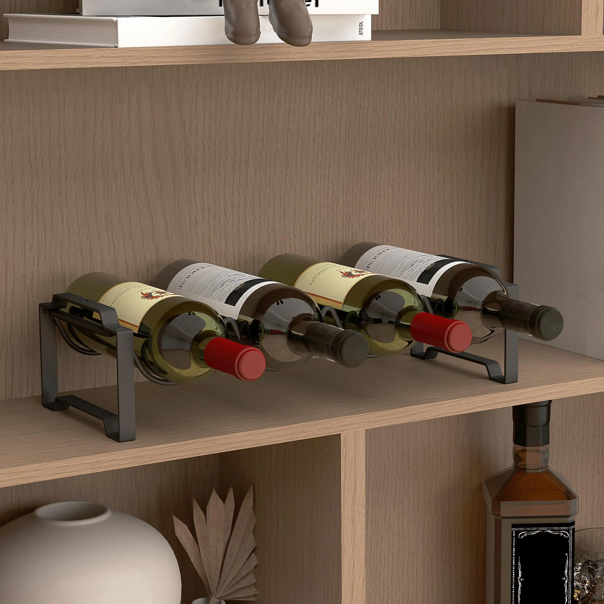 HOMCOM Portabottiglie Vino 4 Livelli Impilabili 16 Bottiglie Metallo 42.5x16.5x41 cm Nero