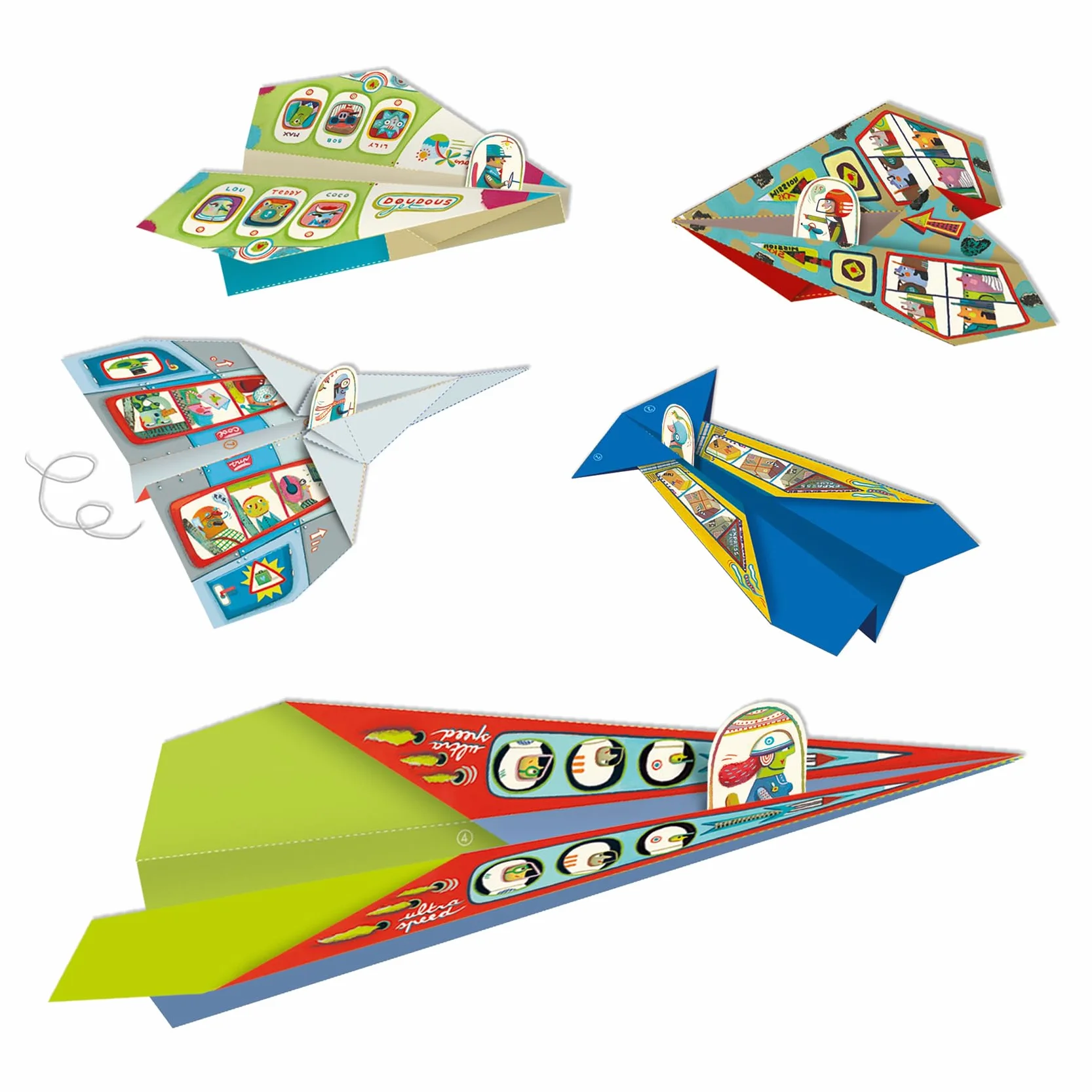 Djeco DJ08760 Planes Origami - Aeroplano in Carta, Multicolore