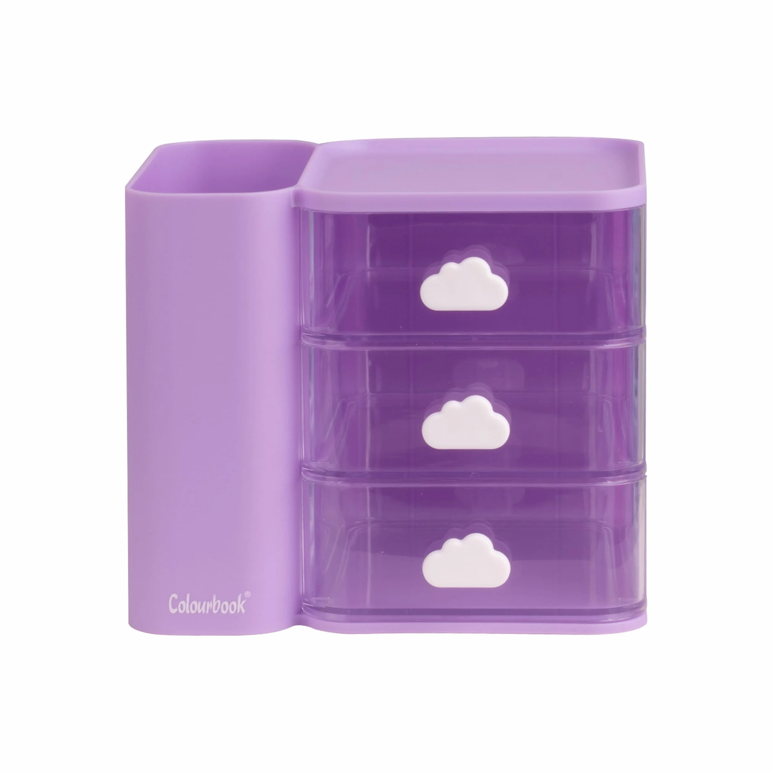 Colourbook Cubby - Organizer Scrivania 3 Cassetti, Mini Cassettiera Portaoggetti, Porta Minuteria (Lavanda)