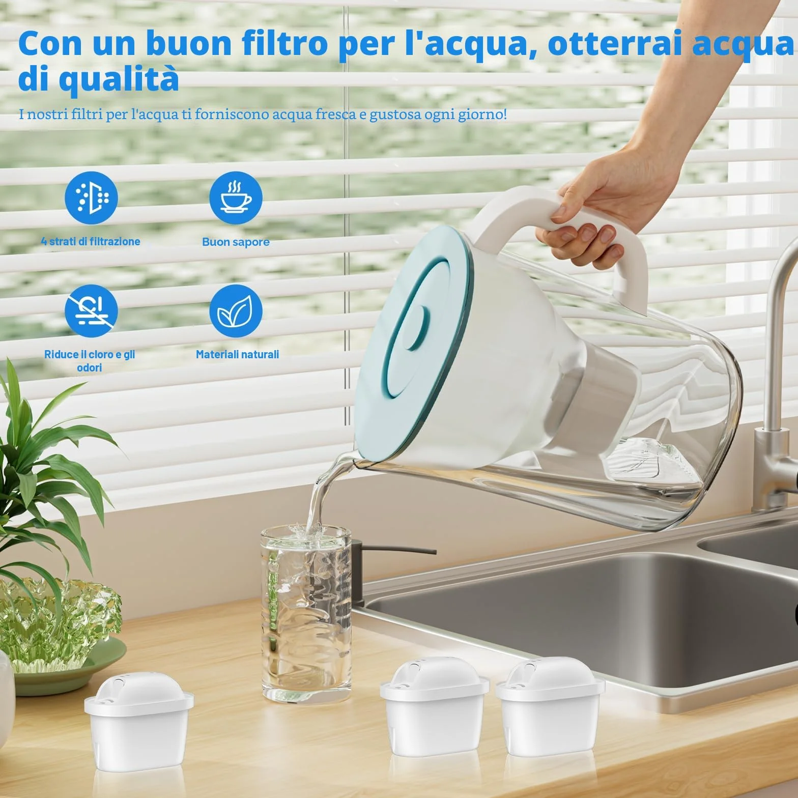 Cartucce Filtro Dell'acqua Compatibili Con Brita Maxtra Pro All-in-1, Maxtra+ Plus, 6 Pezzi