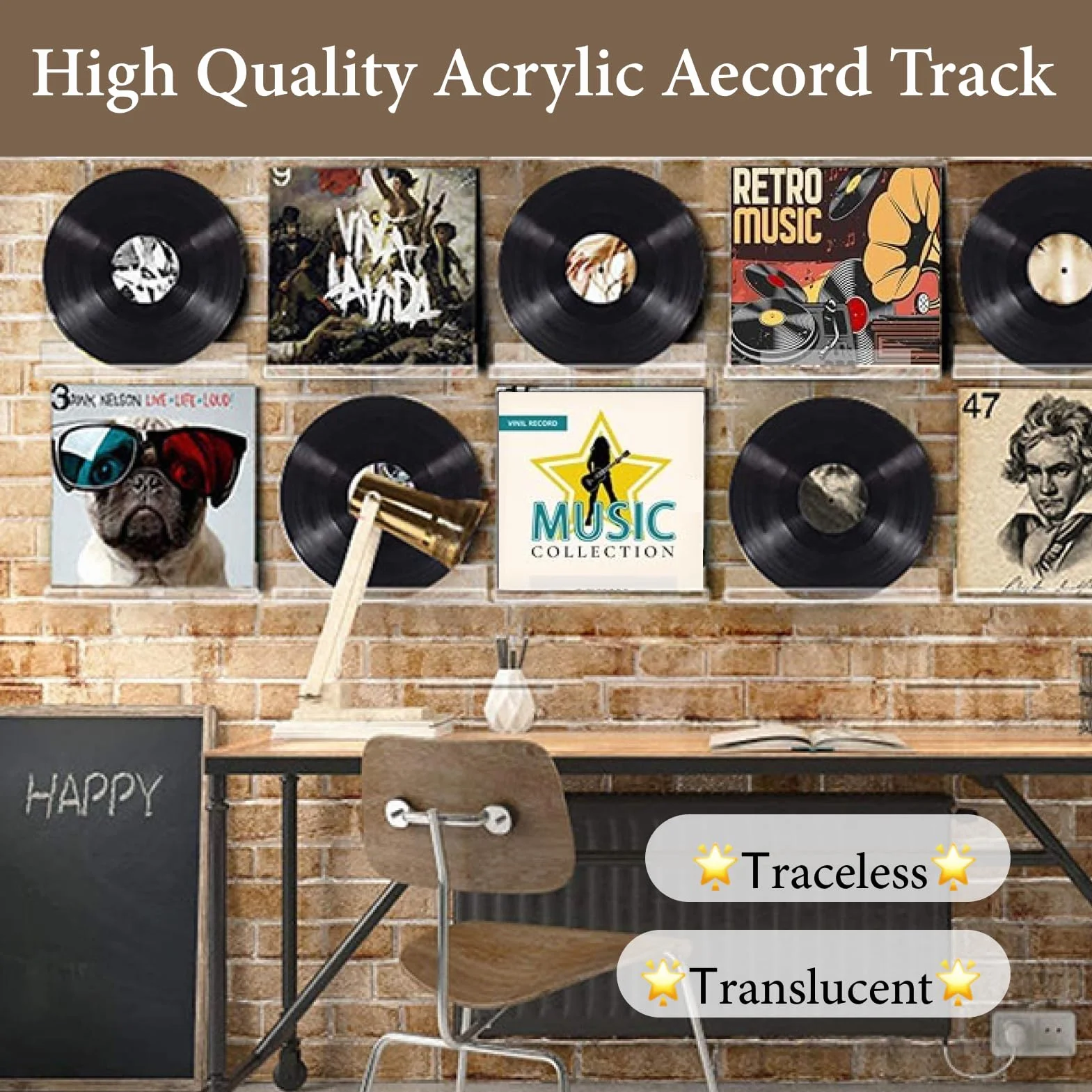 6 Pezzi porta vinili da parete Trasparente, porta cd da parete, mensole per vinili, espositore vinili, porta dischi vinile (Trasparente)