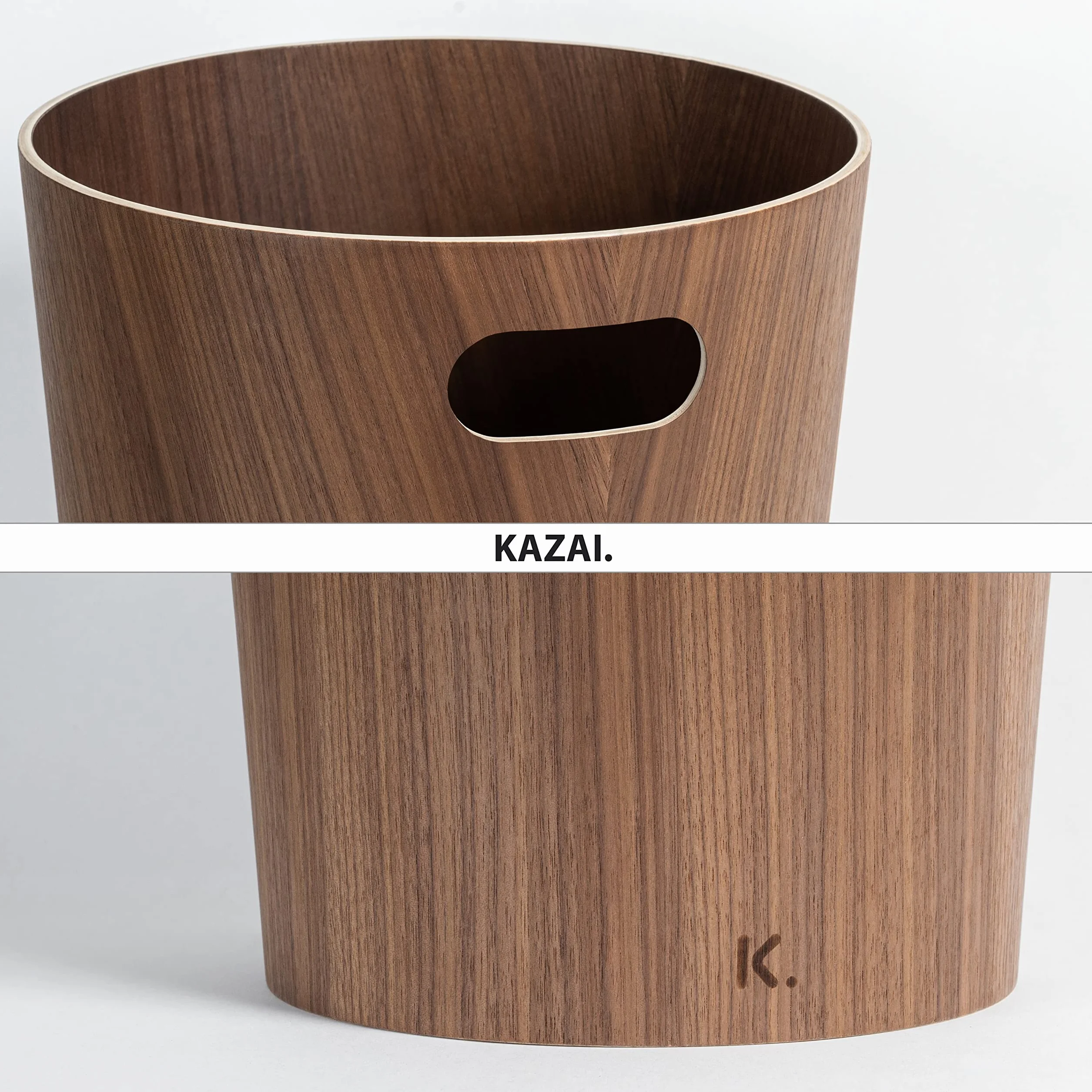 Kazai. Cestino Gettacarte in vero Legno Börje | Cestino Moderna per la carta in legno | Per ufficio, camera dei bambini, camera da letto e altro | 9 litri | Noce