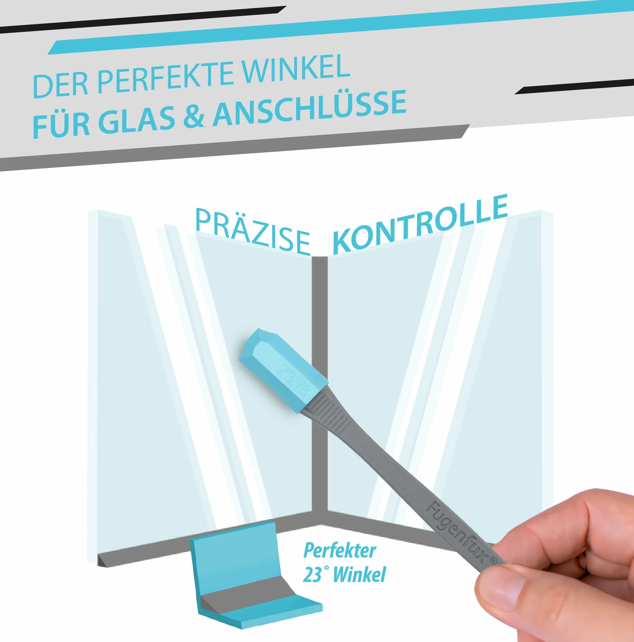 FUGENFUX® G&A 23° vetro e giunti di collegamento, estrattore per fughe piatte, set da 2 con dimensioni da 8 mm e 10 mm, punta magica rivoluzionaria per punti stretti