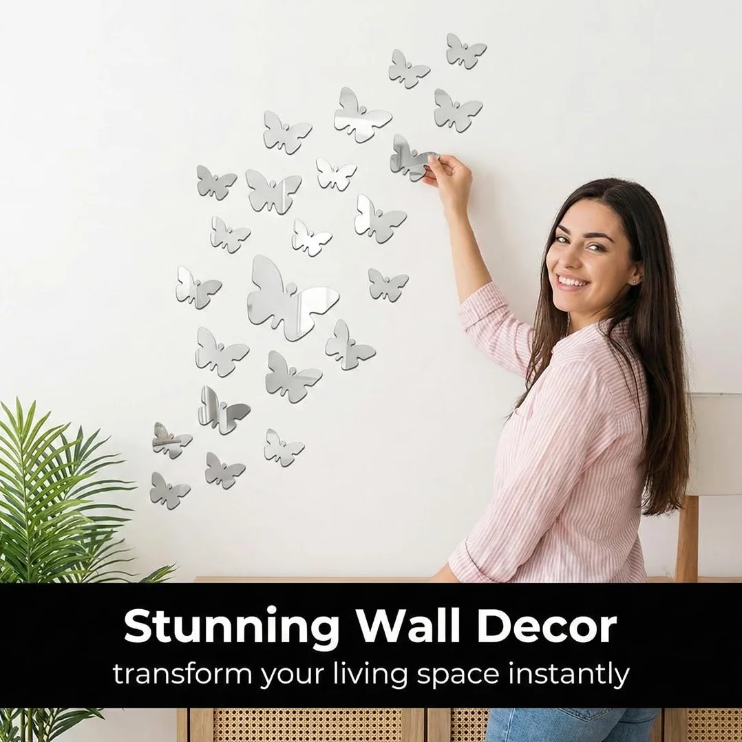 36 Pezzi Farfalle 3D Specchio Adesivi Murali Tridimensionali Acrilico Rimovibile Fai da Te Decorazione da Muro per Casa/Hotel/Salotto/Camera da Letto/Cucina/Cameretta