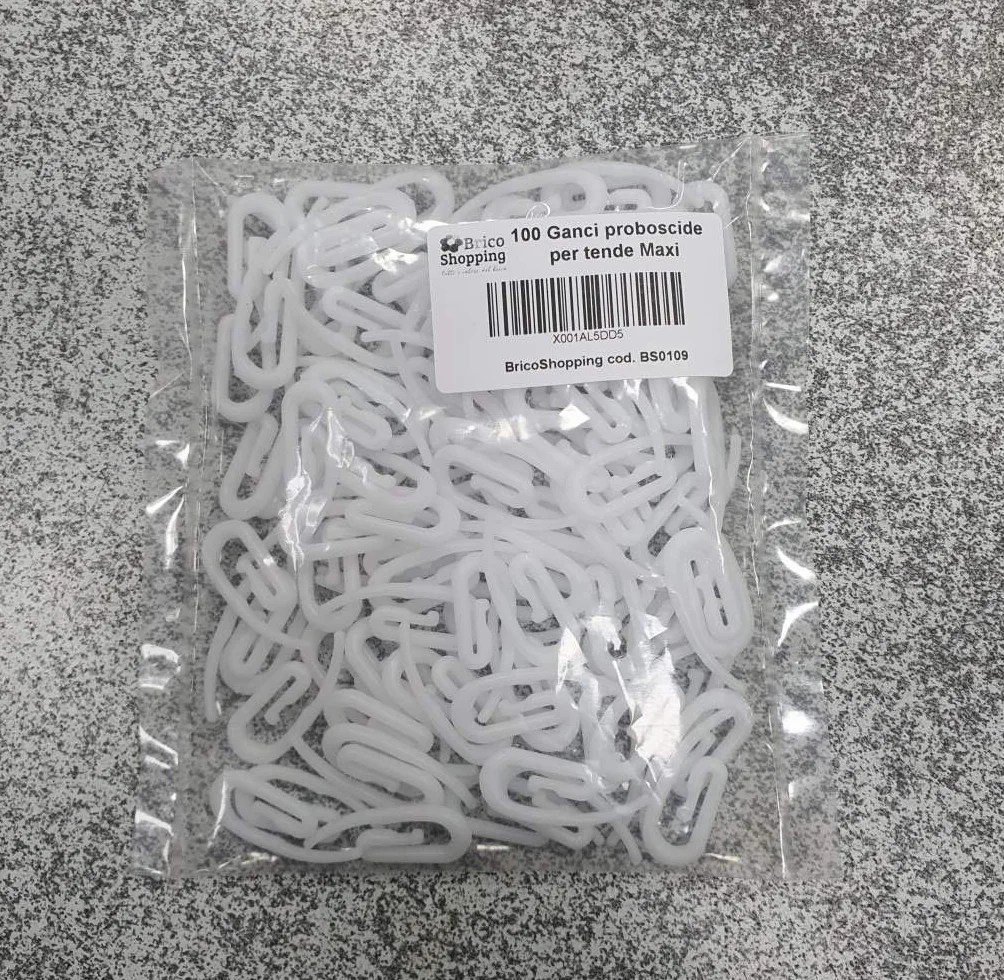 Ganci per tenda rinforzati a proboscide 100 pezzi bianchi plastica BricoShopping
