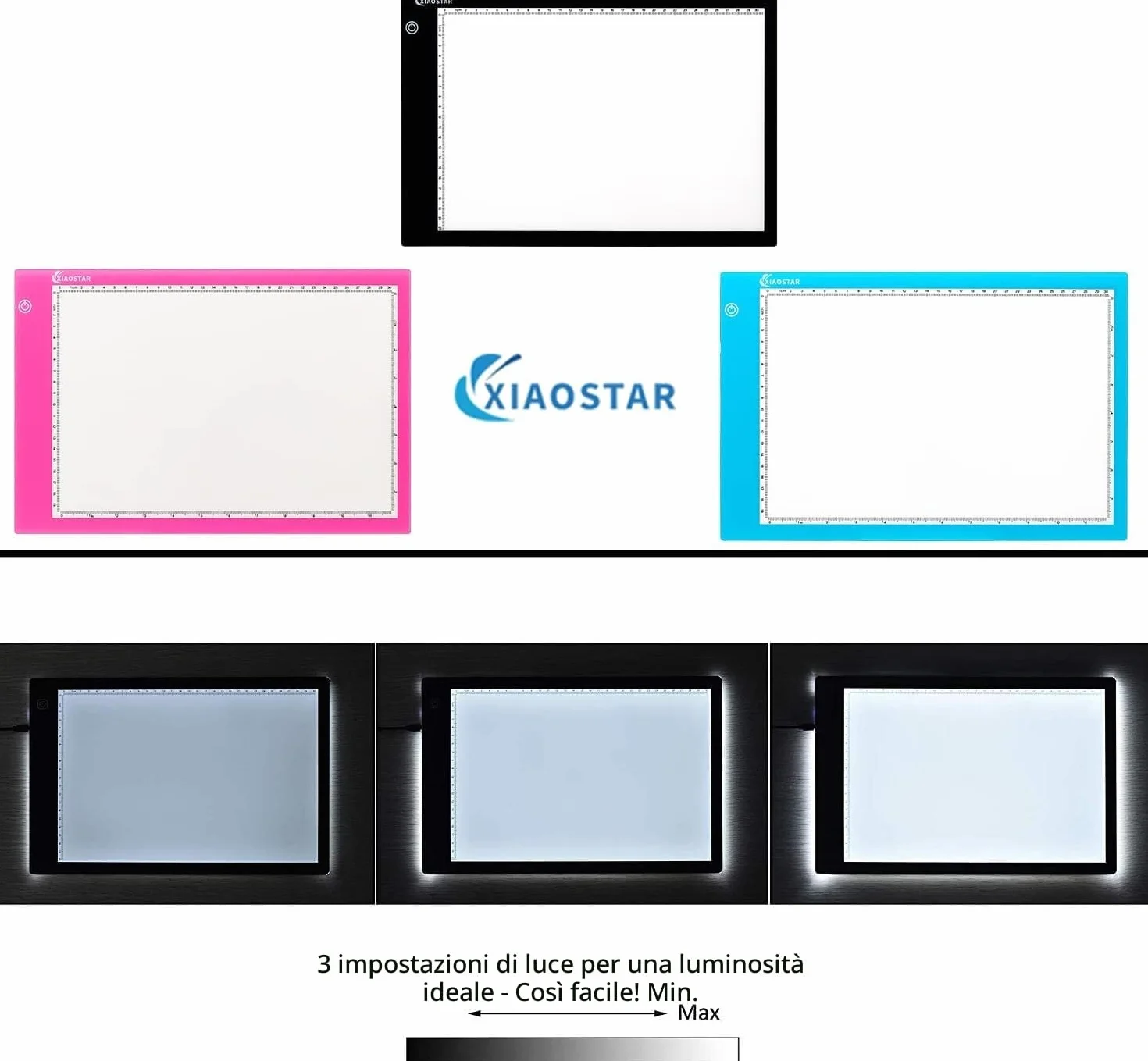 XIAOSTAR A4 LED Tavoletta Luminosa Copia Board Super Sottile Light Box Disegno Pad Tavolo Tracciante Cavo Type-c interfaccia Luminosità Regolabile per Artisti .(rosso)