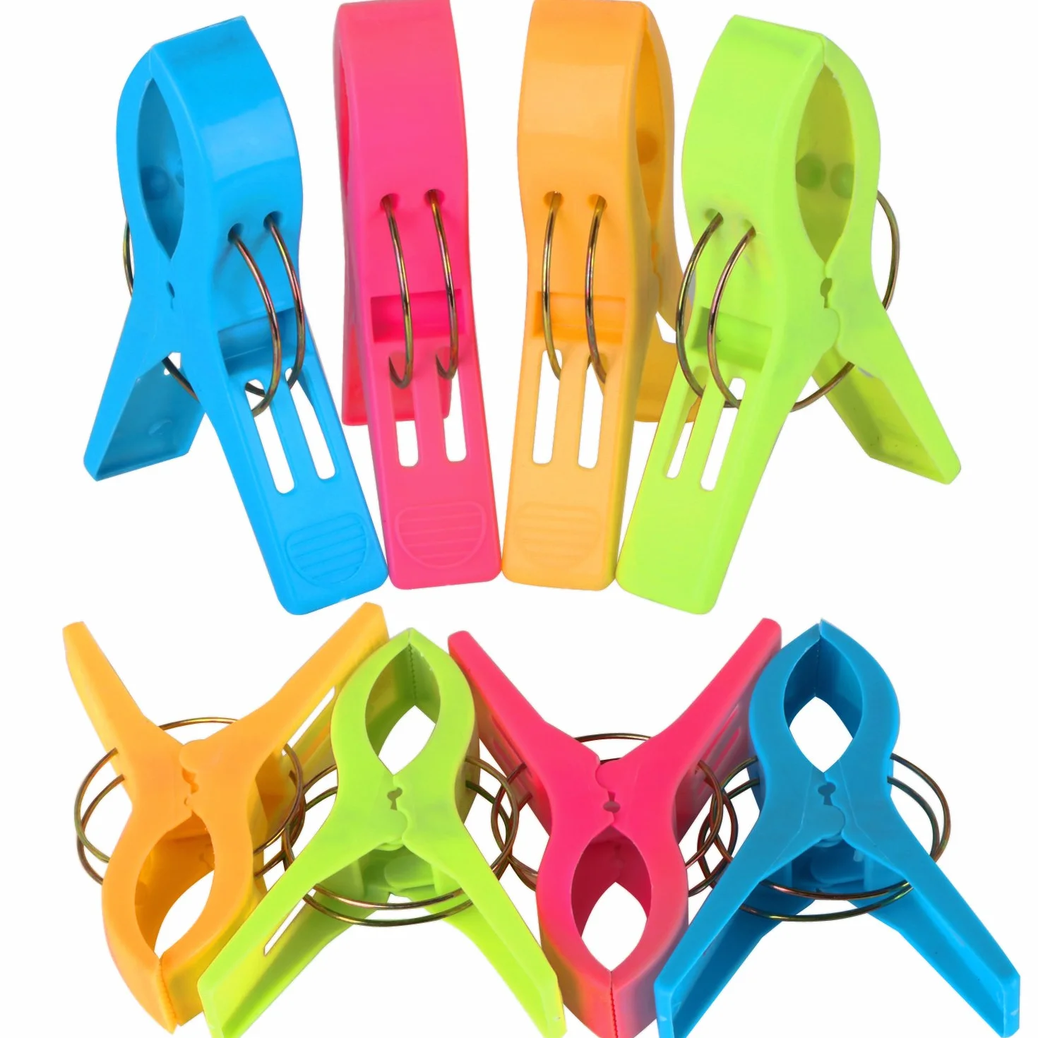 TRIXES Confezione da 8 Mollette in Plastica Grandi in Colori Brillanti, Mollette per Telo Mare, per Lettino