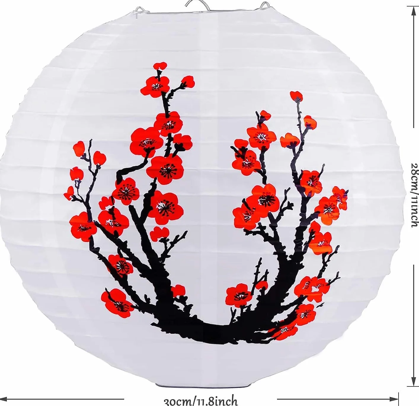 Lanterne Cinesi a Sfera di Carta Fiori di Ciliegio Decorazioni per Festa di Nozze Rosso