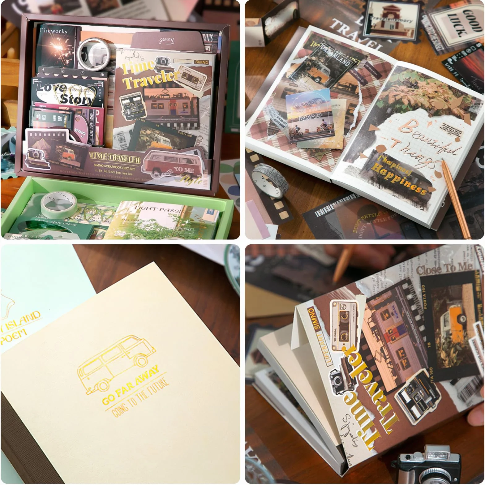 Kit di forniture per album di ritagli, kit per album di ritagli estetico vintage, 351 pezzi, con carta per scrapbooking, quaderno a griglia A6, forniture per diari, regalo di compleanno per adulti,