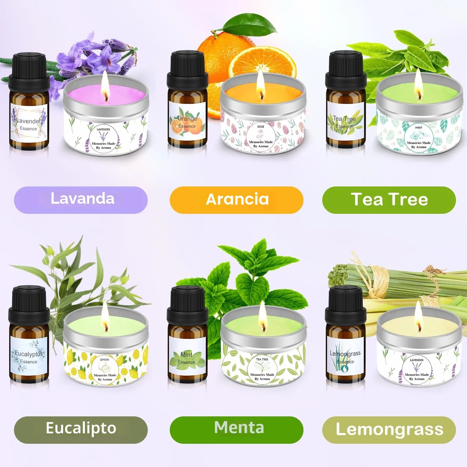 LDUMODUW Set di candele fai da te, kit fai da te per adulti, principianti, candele profumate, set regalo con cera di soia 480 g, 9 barattoli di candela, 8 colori di candela, stoppini