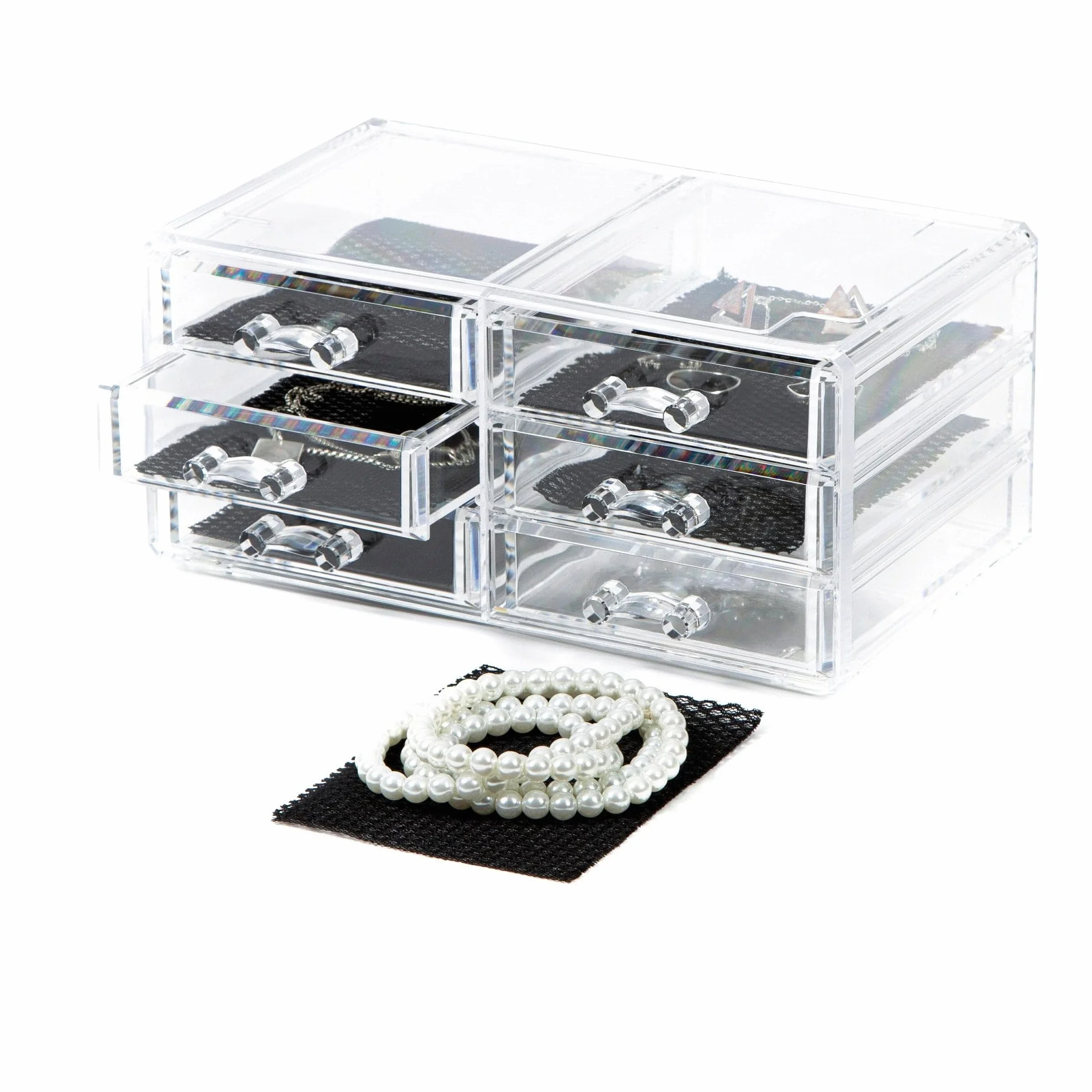 Compactor Bijoux Organizer 6 Cassetti, Polistirene Trasparente, 23.8 x 15 x H. 11 cm