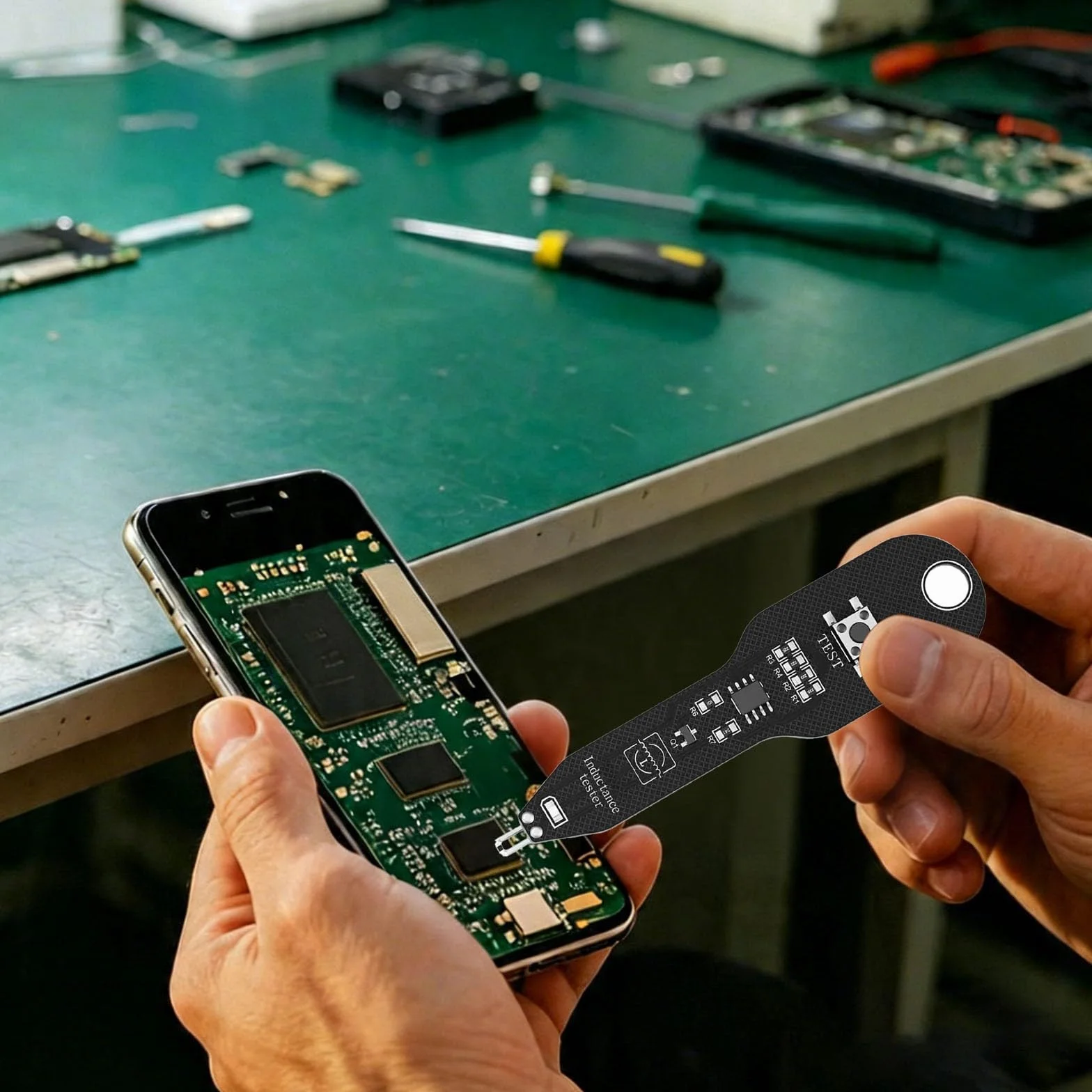 Tester di Induttanza Portatile, Mini Rilevatore Componenti Elettronici per Riparazione Scheda Madre PCB, Misuratore LCR SMD con Porta USB-C, Strumento Diagnostico Alta Precisione (A01, 8.6x2.2cm)