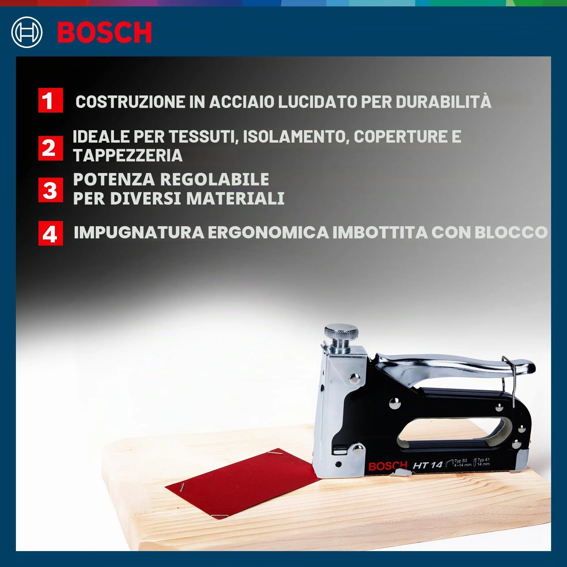 Bosch Professional graffatrice manuale HT 14, legno, tipo di graffa 53