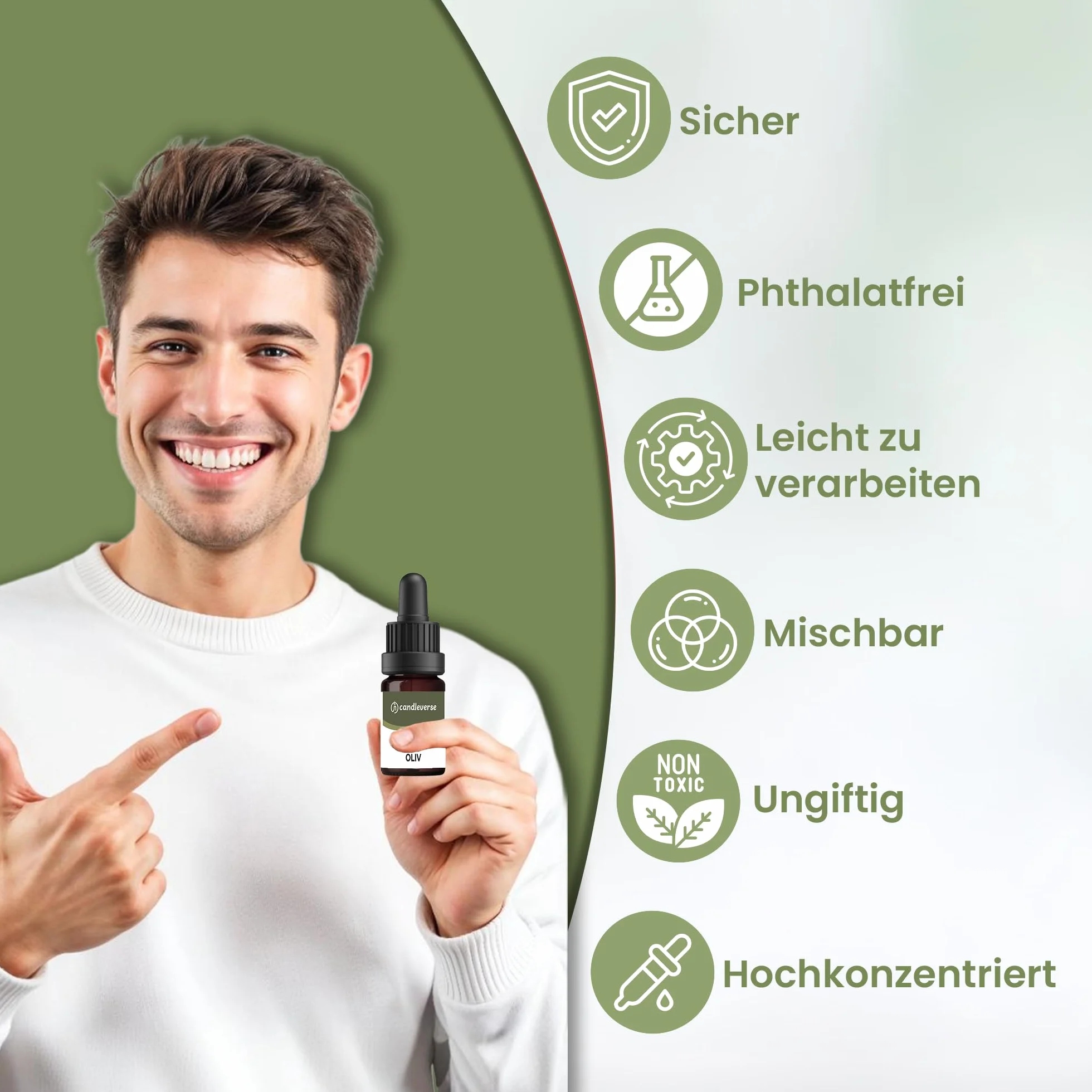 Colore liquido di alta qualità [oliva] | Colore altamente concentrato per la produzione di candele fai da te | Bottiglia da 10 ml