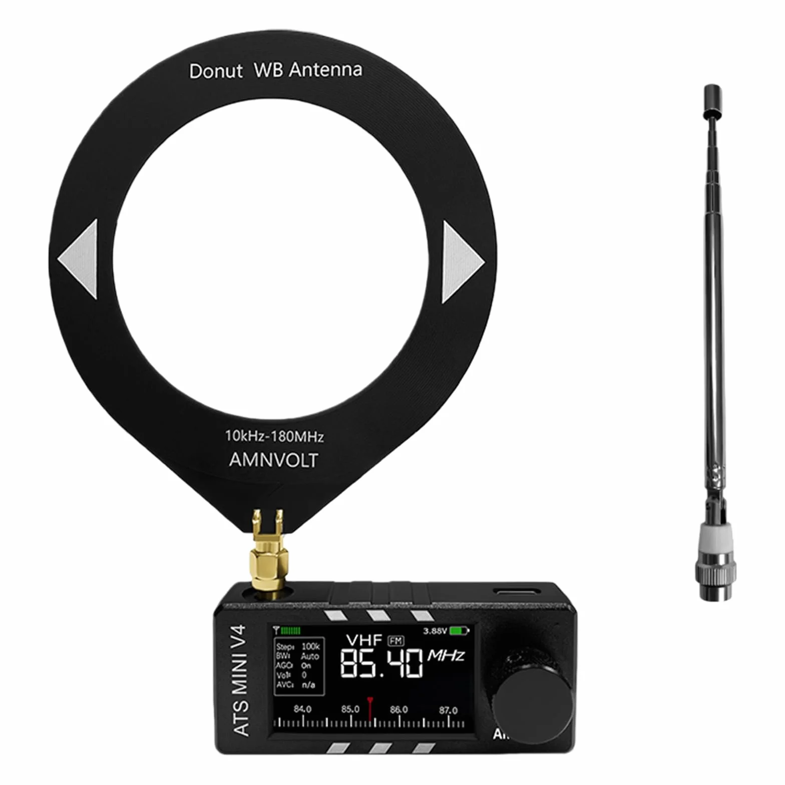 Ricevitore DSP portatile full-band mini radio V4 ATS con amplificatore cuffie e schermo IPS 1,9" per esterni