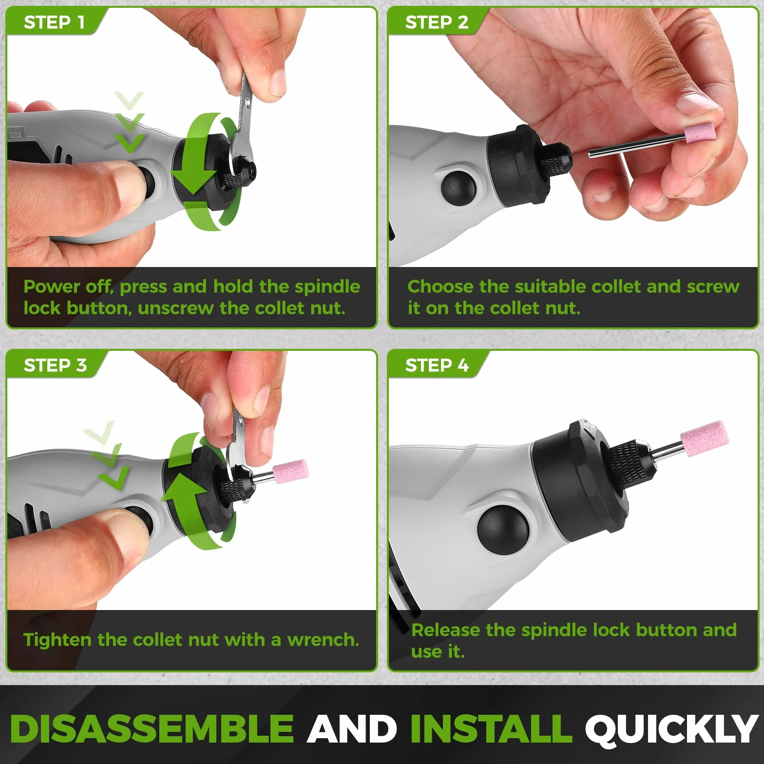 DESOON Utensile Multifunzione 170W, 145 Accessori, 6 Velocità 10000-38000 RPM, Mini Trapano Elettrico Rotante, Mandrino 3.2mm