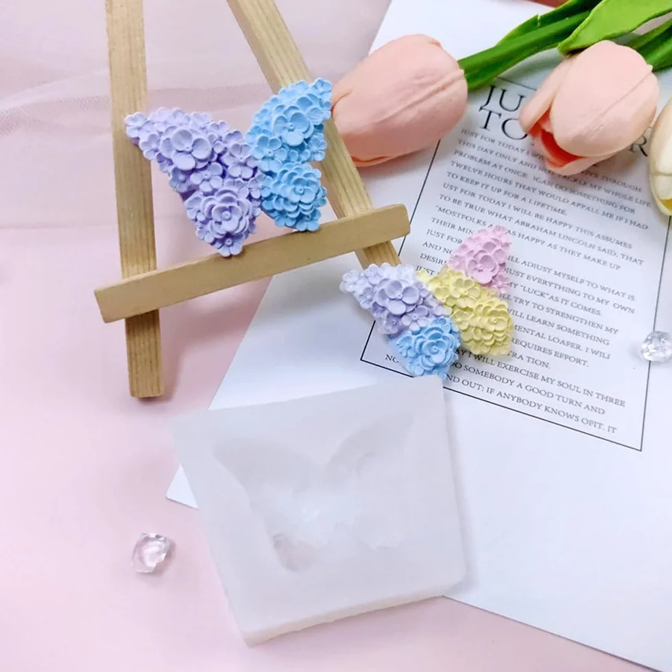 2 Pezzi Stampo in Silicone Farfalla 3D per Candele, Portacandele DIY in Gesso, per la Festa della Mamma, San Valentino, Decorazione da Tavolo