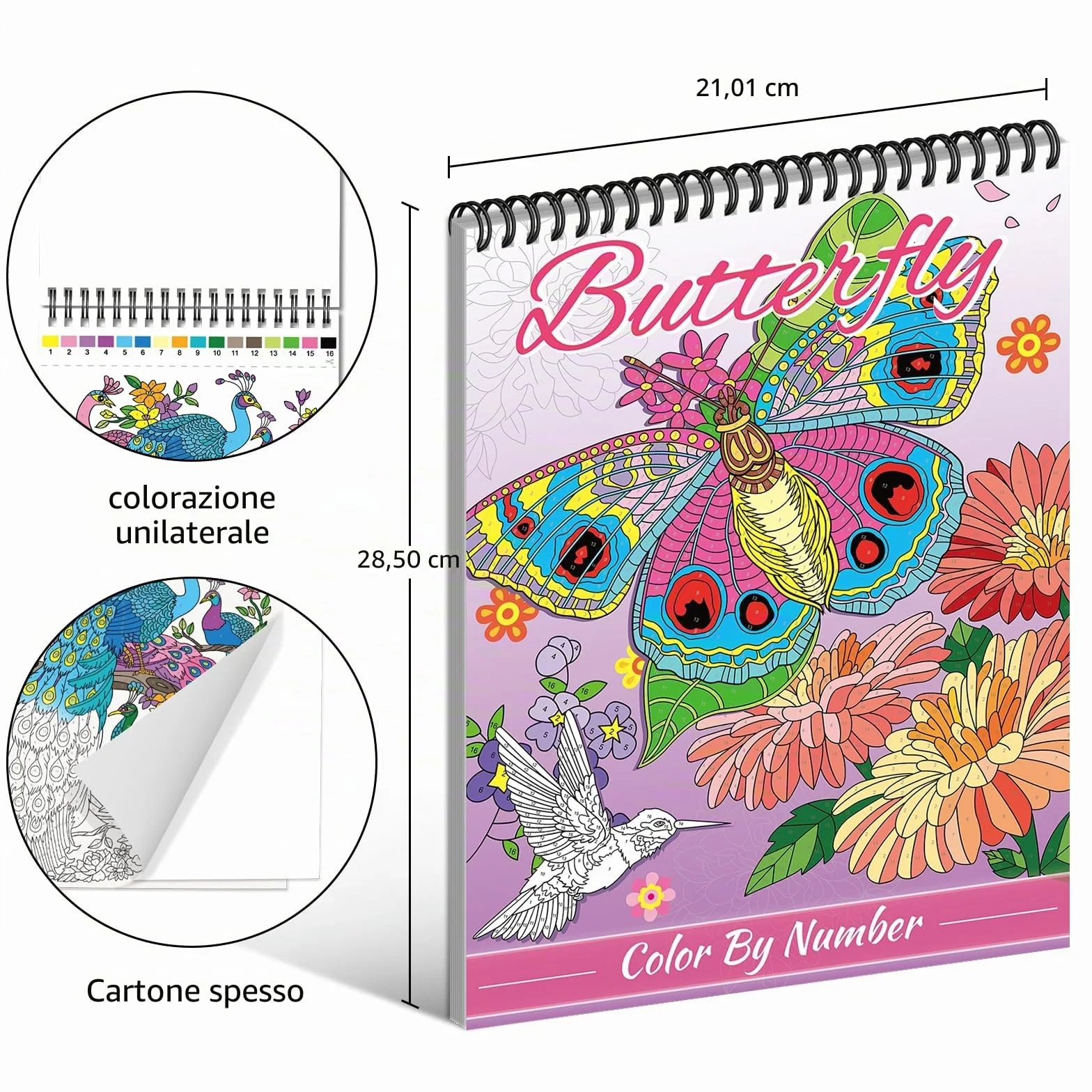 Kalysky 3 libri da colorare con i numeri adulti, libri da colorare per adulti temi-farfalla, animale, fiore,sollievo dello stress, Hobby creativi