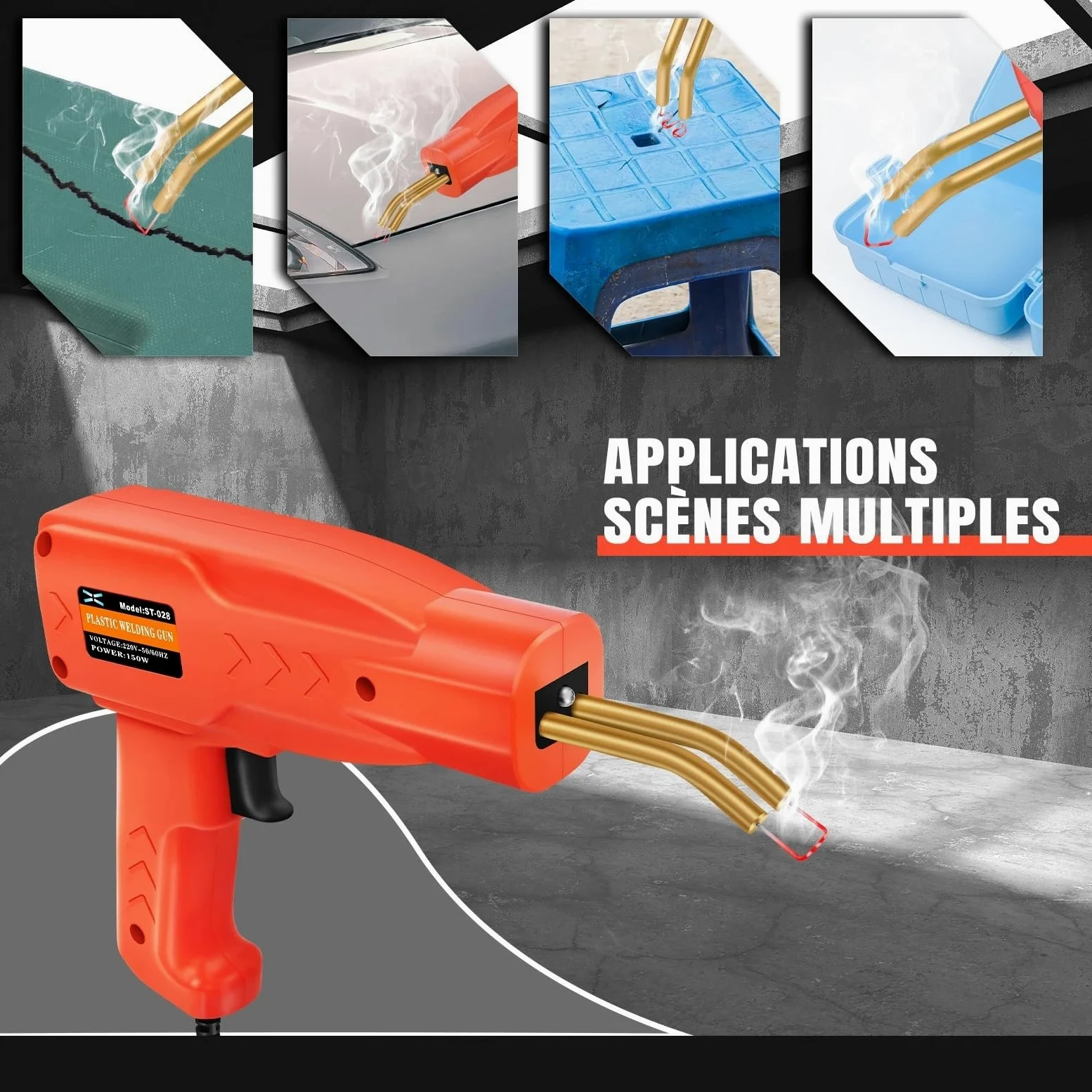 Saldatore Pistola Riparazione Macchina Kit di riparazione paraurti auto con saldatrice per plastica da 150 W, acchina di saldatura con punti metallici caldi da 800 pezzi