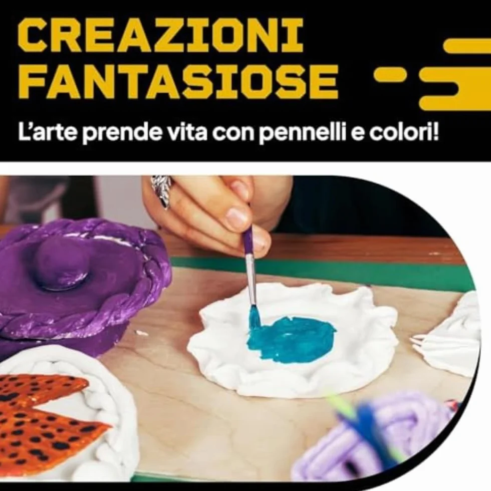 DIBYS Set di Ceramica per la Casa | Kit Completo con Argilla Autoindurente Bianca, Strumenti di Modellazione, Colori e Pennelli | Hobby Creativo Fai da Te | Idea Regalo