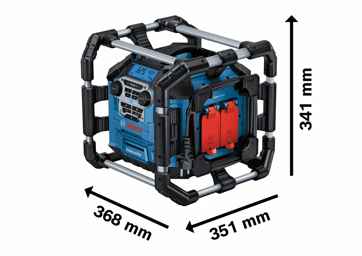 Bosch Professional 18V System Radio da cantiere a batteria GPB 18V-5 C (ricezione tramite Bluetooth, FM e AUX, incl. cavo AUX, 2 batterie (AA), in scatola di cartone)