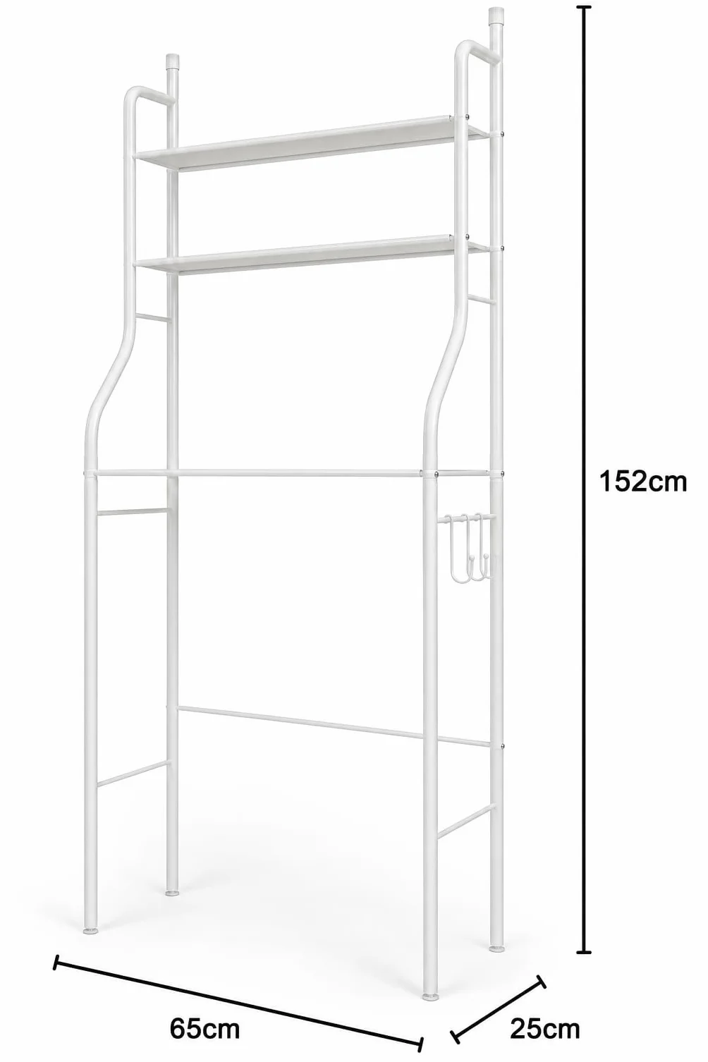 Arreditaly Kuna Scaffale Bagno 3 Mensole Mobile Sopra Lavatrice Salvaspazio Organizer da Parete per Detersivi Sapone in Metallo 152 x 65 x 25 cm Bianco