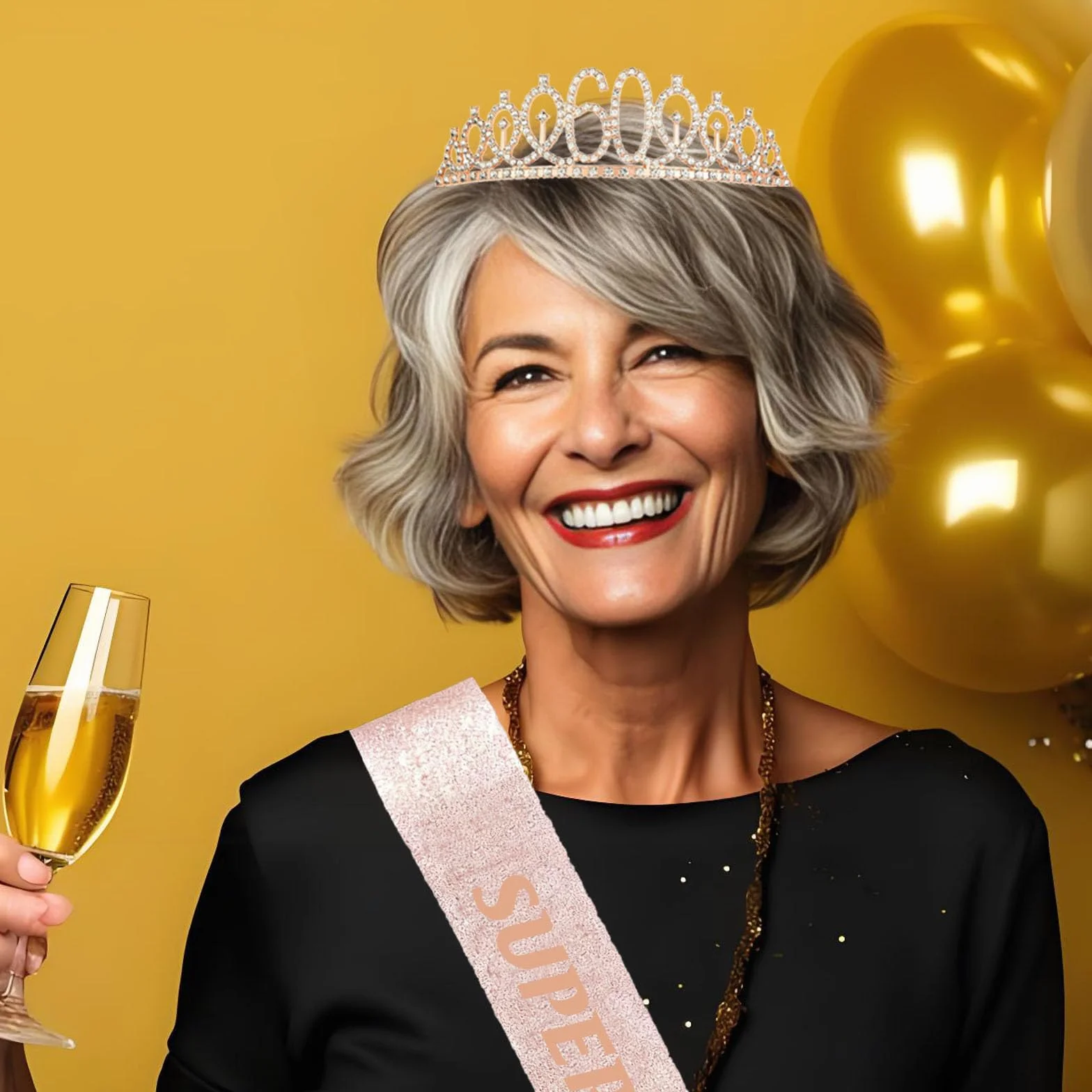 Toctax Fascia Corona Compleanno Personalizzata con Biglietto, Regali Gadget per 18 30 40 50 60 70 80 Anni, Idee Regalo e Decorazione per Donna