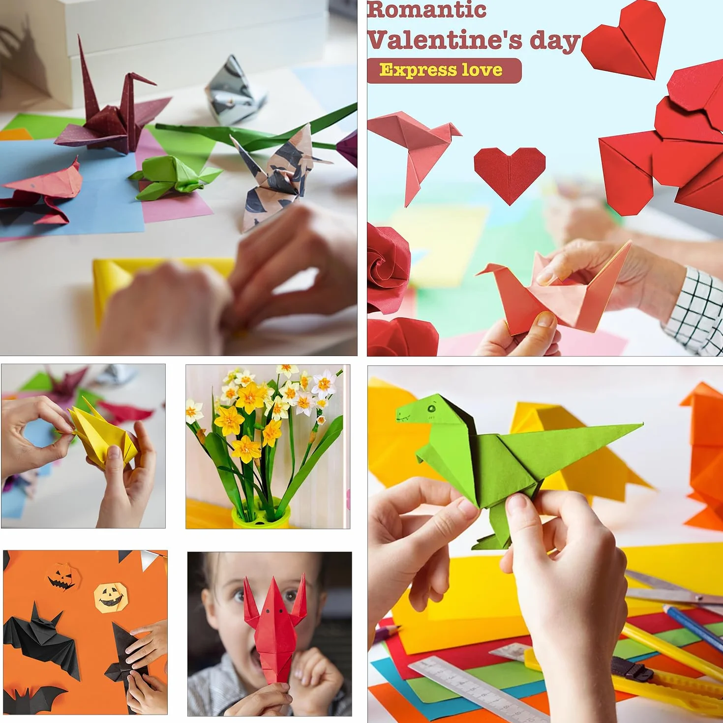 300 fogli di carta per origami, 15 x 15 cm, doppia faccia (70 g/m²), 20 colori piccoli quadrati di carta per origami per bambini, fai da te, scuola, progetti artigianali, bambini e adulti